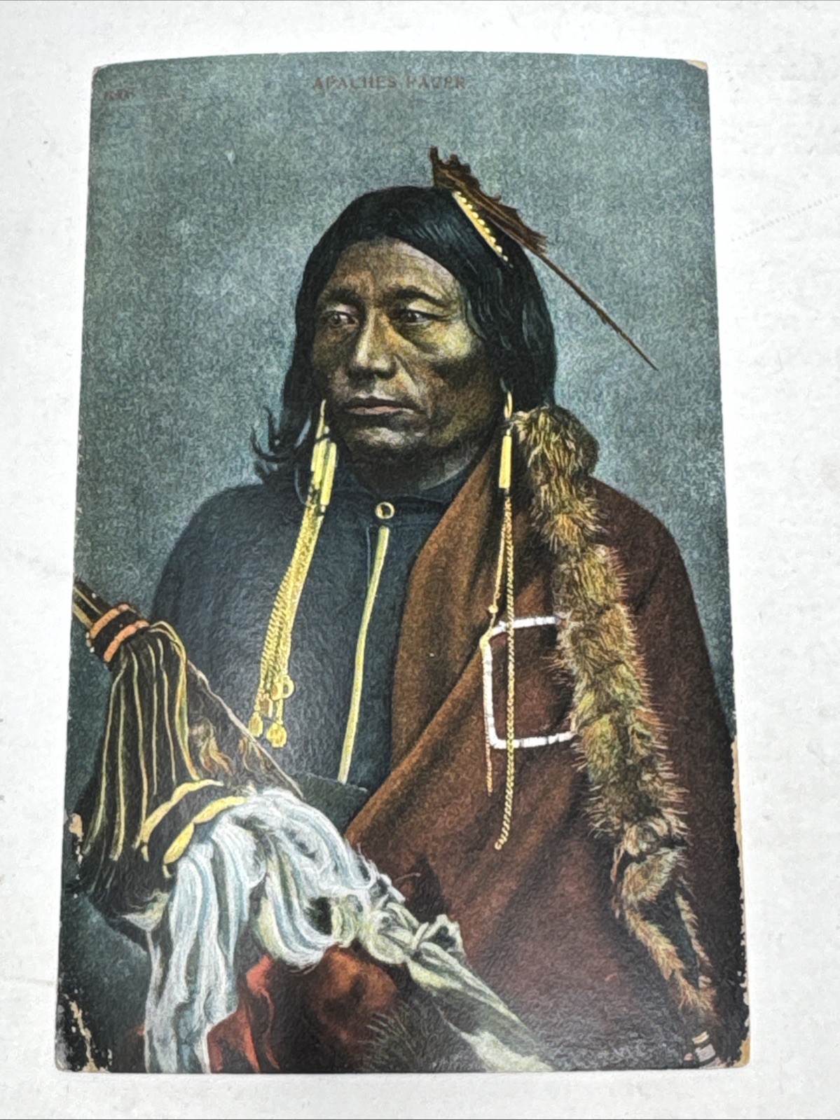c. 1910 Apache Chief Pacer Postcard Hand Colored Native American c. 1910 Apache Chief Pacer Postcard Hand Colored Native American