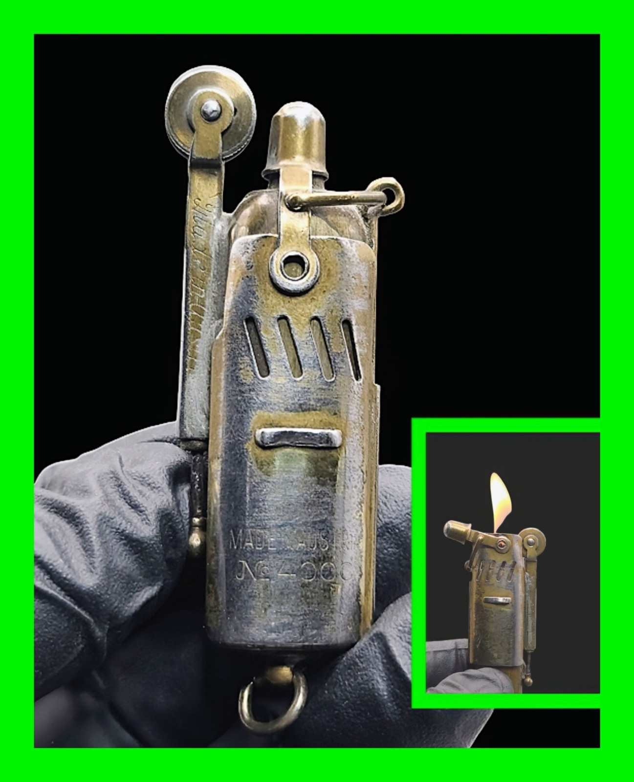 Antique 1930's IMCO Julius Meister IFA 4000 Storm Petrol Lighter - WORKING RARE 