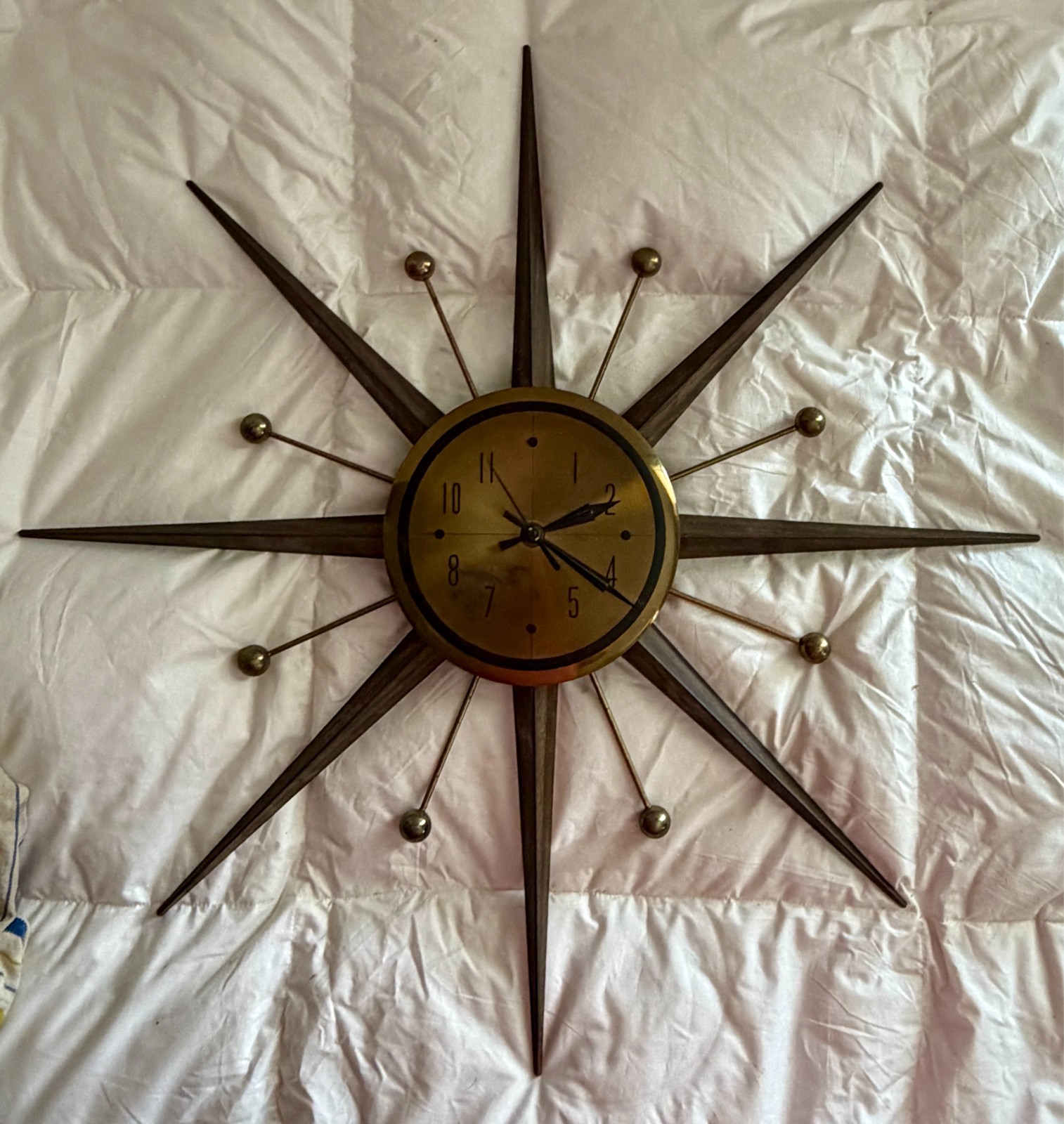 Vintage Welby Starburst Wall Clock MCM Atomic German Mechanical Movement Vintage Welby Starburst Wall Clock MCM Atomic German Mechanical Movement