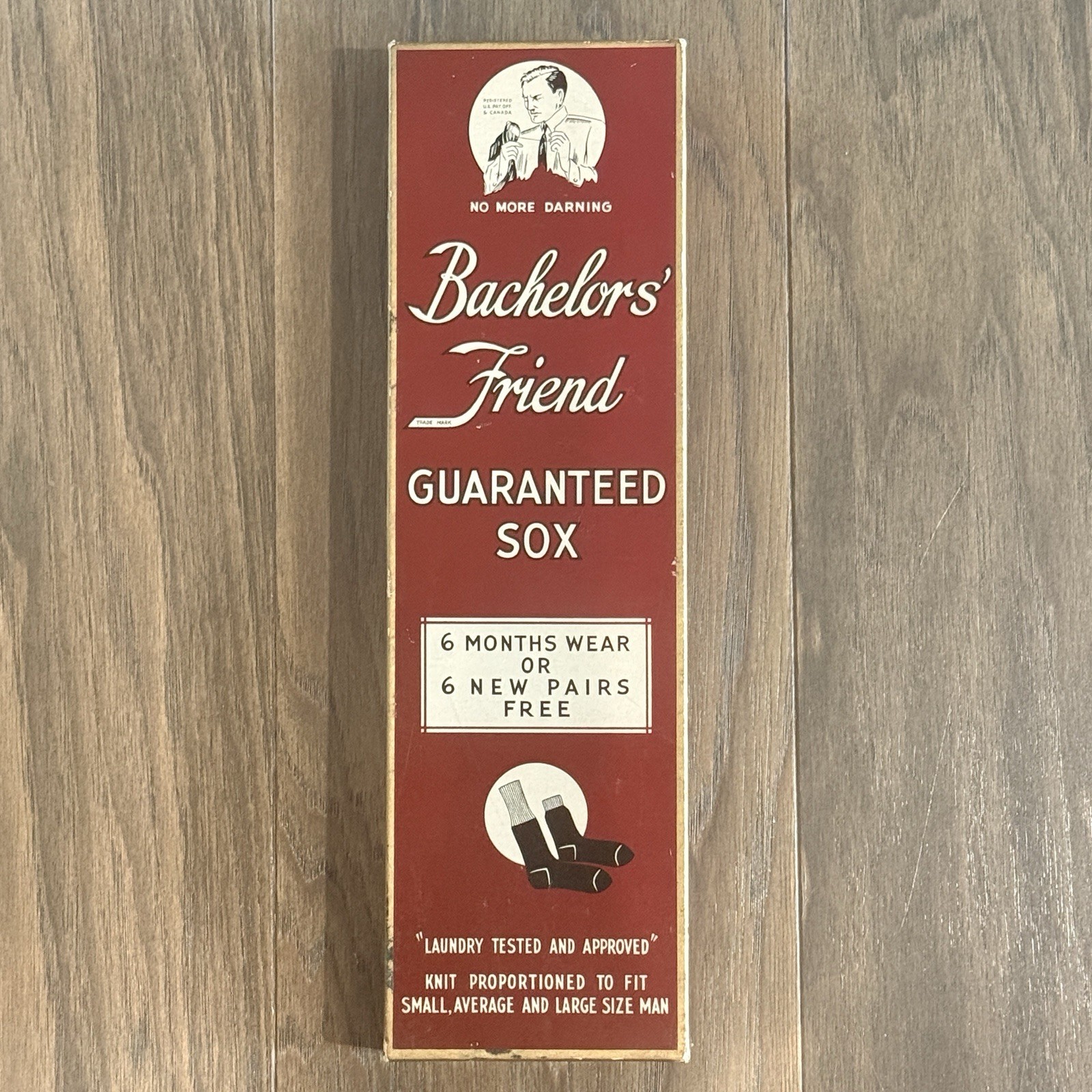 Vintage 1940's Advertising BOX, Men's Socks Bachelors’ Friend Guaranteed Sox Vintage 1940's Advertising BOX, Men's Socks Bachelors’ Friend Guaranteed Sox
