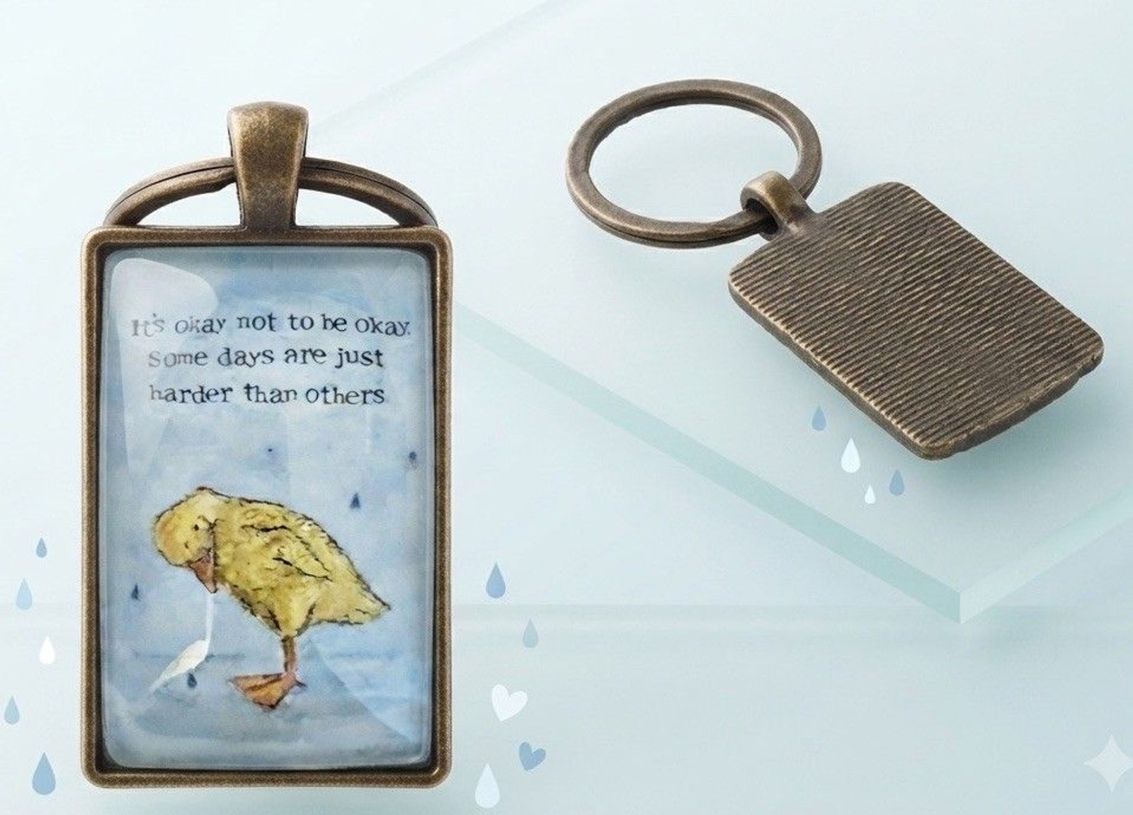Inspirational Duck Keychain "It's Okay Not To Be Okay" 1" x 1.5" New Inspirational Duck Keychain "It's Okay Not To Be Okay" 1" x 1.5" New