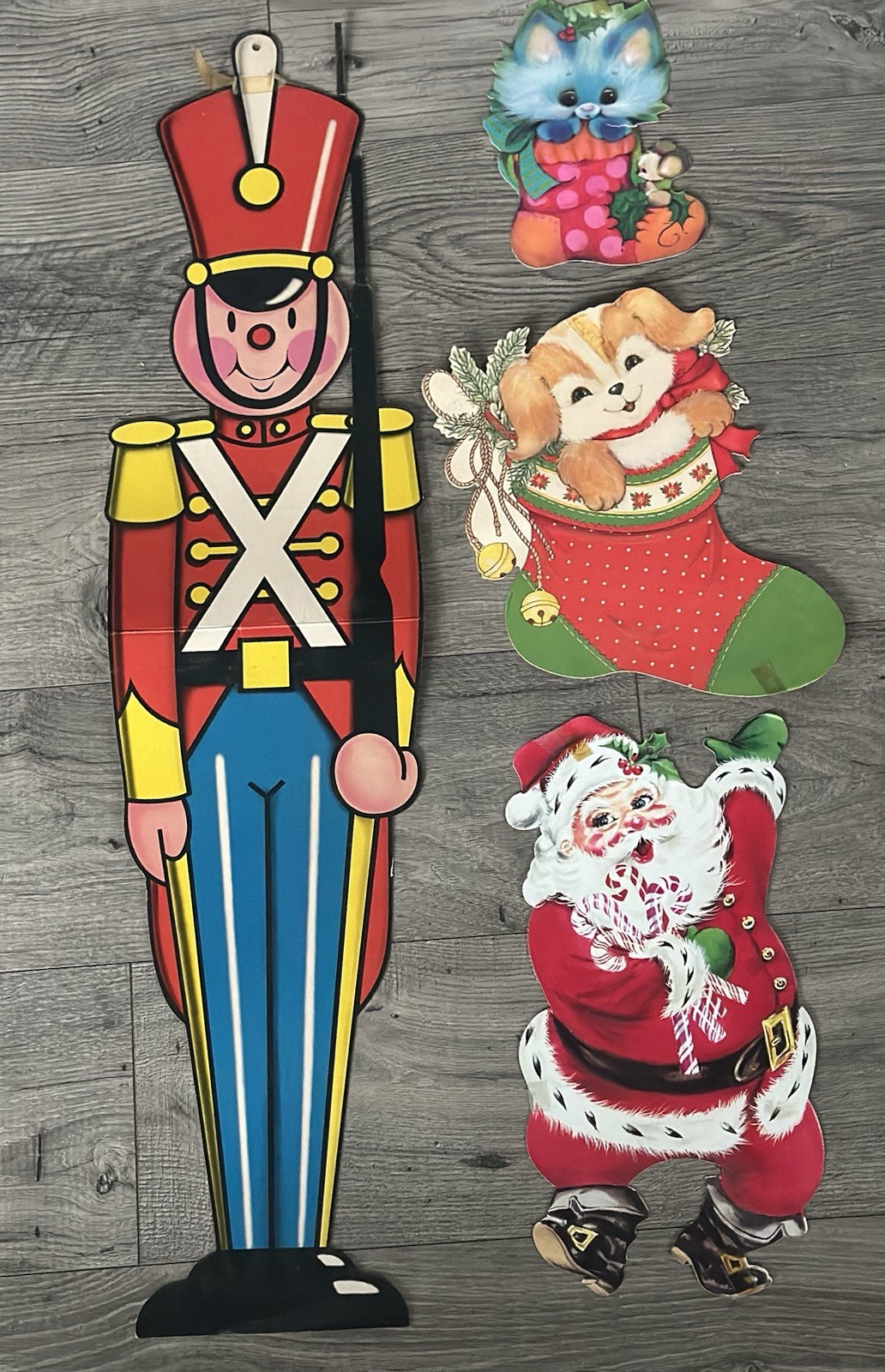 Vintage Die-Cut Christmas Beistle Soldier And Santa And Others Lot Of 4 Vintage Die-Cut Christmas Beistle Soldier And Santa And Others Lot Of 4