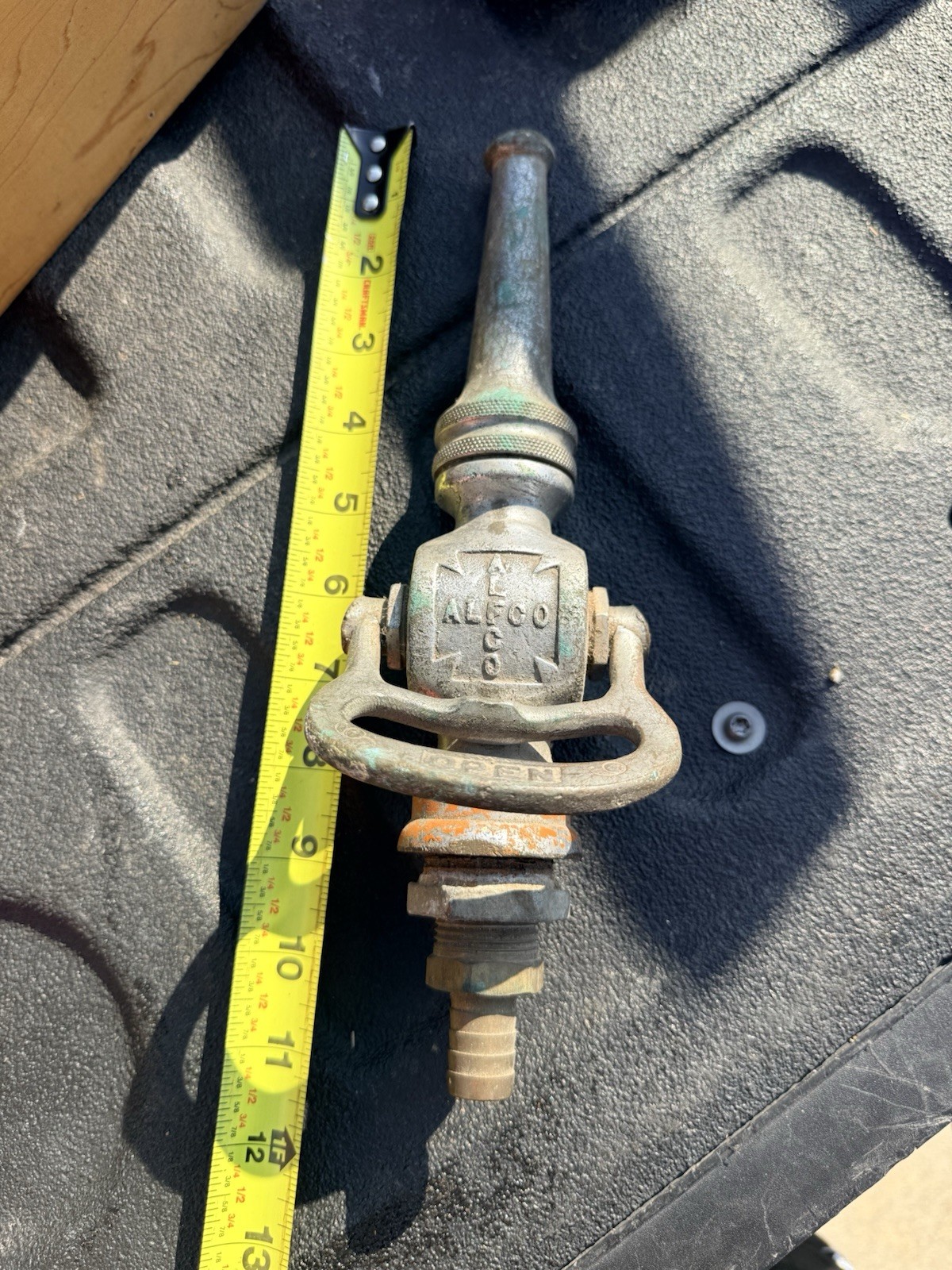 Vintage American LaFrance ALFCO Fire Hose Nozzle Brass Shutoff Bale Antique