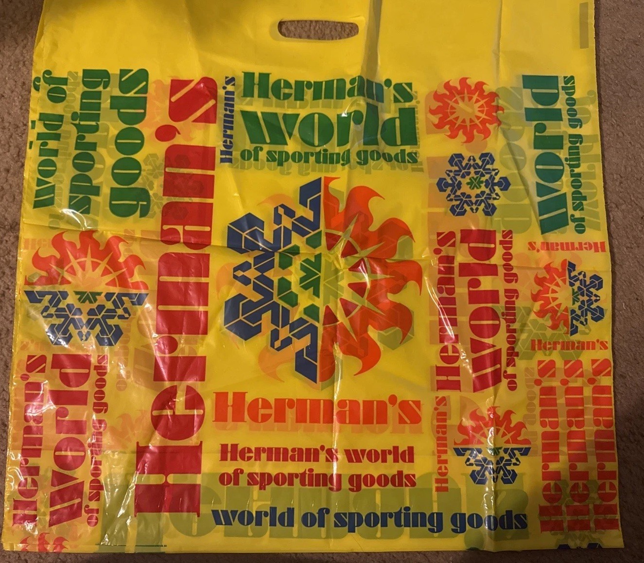 Vintage Herman’s World of Sporting Goods Plastic Shopping Bag 80s Rare Vintage Herman’s World of Sporting Goods Plastic Shopping Bag 80s Rare