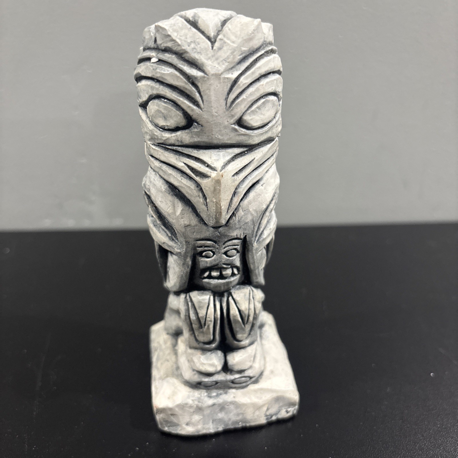 Glacial Ice Age Sculpture Crafted by Hand for A.C.E. Alaska 5.5" Gray Totem Pole Glacial Ice Age Sculpture Crafted by Hand for A.C.E. Alaska 5.5" Gray Totem Pole