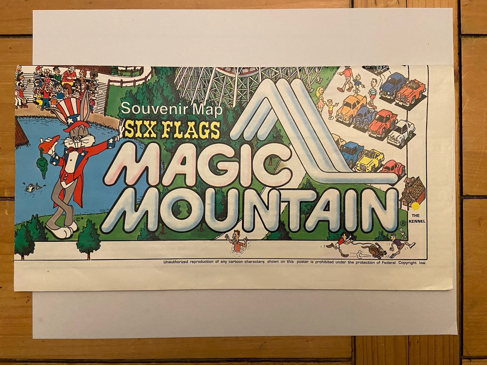 Vintage 1989 Six Flags Magic Mountain California - Souvenir Map - Looney Tunes Vintage 1989 Six Flags Magic Mountain California - Souvenir Map - Looney Tunes