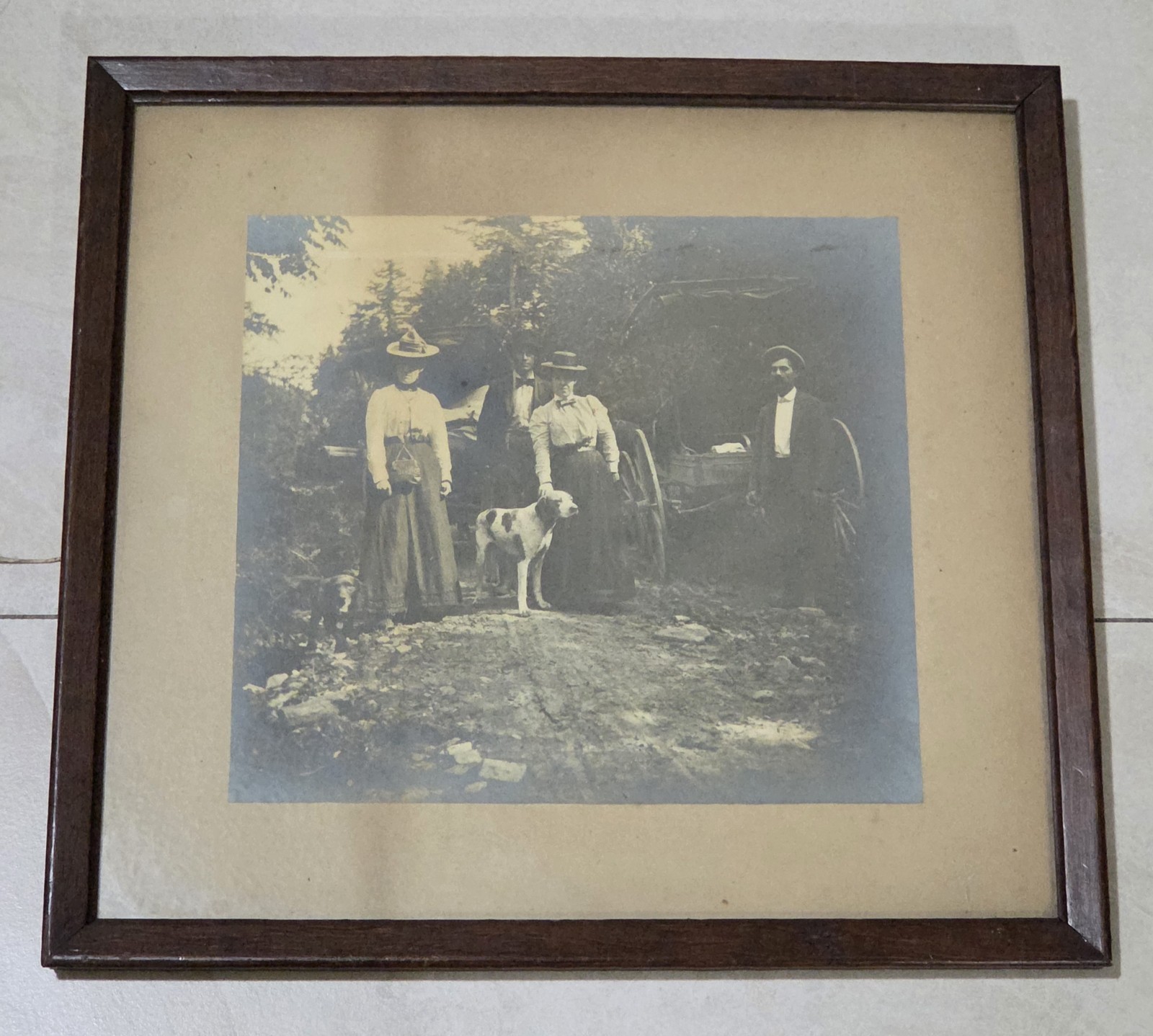 Antique American Outdoor Pet Dog Real Photo 10x9 "