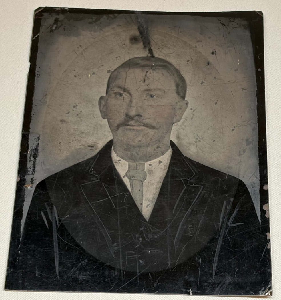 Antique Full Plate Tintype Photograph 19thC Tinted Portrait Gentleman Suit Antique Full Plate Tintype Photograph 19thC Tinted Portrait Gentleman Suit