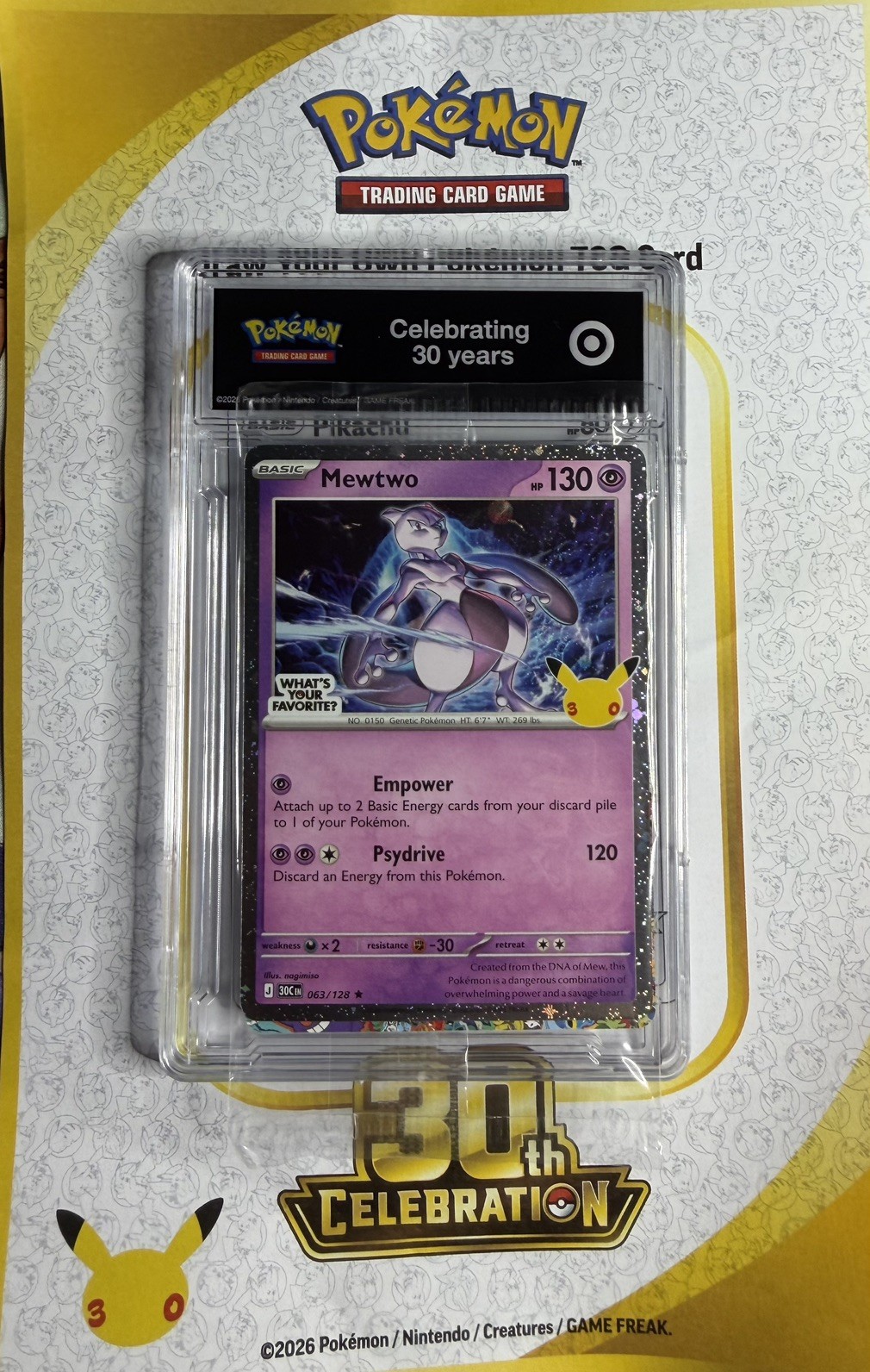 Mewtwo Promo Target 30th Celebration & Draw Your Own Pokemon TCG Card Set 