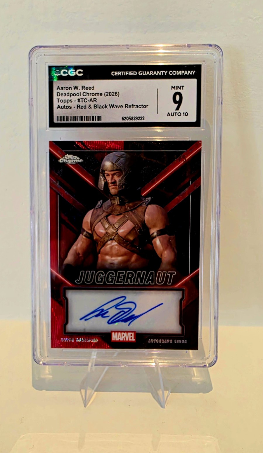 Topps 2025 Chrome Deadpool Juggernaut Auto Aaron W. Reed TC-AR 1/5 Alpha Topps 2025 Chrome Deadpool Juggernaut Auto Aaron W. Reed TC-AR 1/5 Alpha