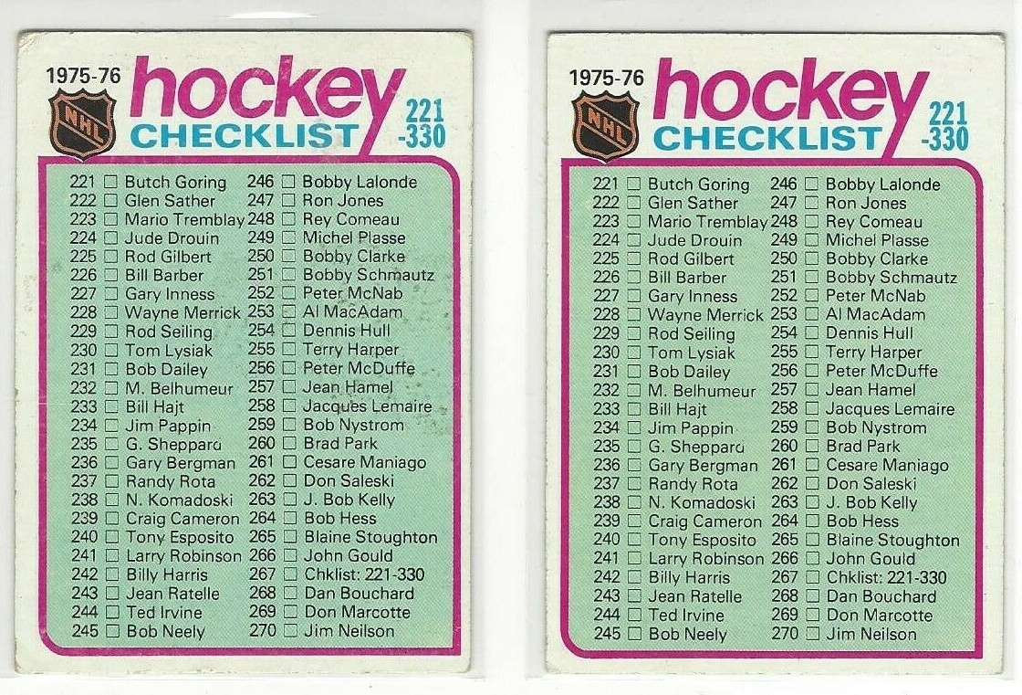 1975-76 Topps #267 Checklist 221-330 Clean unmarked 1975-76 Topps #267 Checklist 221-330 Clean unmarked