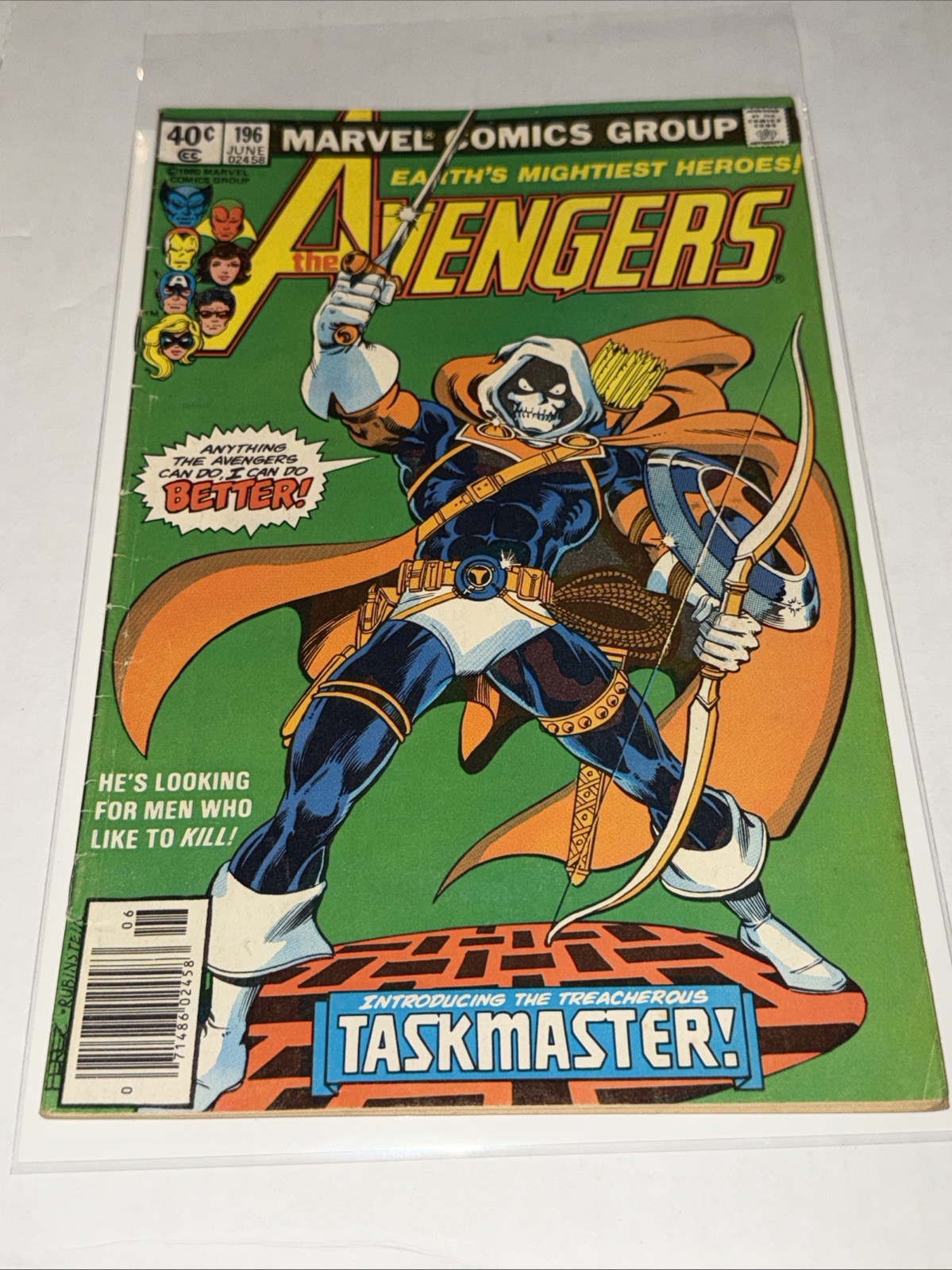 The Avengers #196 1980  June 1st App Taskmaster John Byrne Newsstand Marvel
