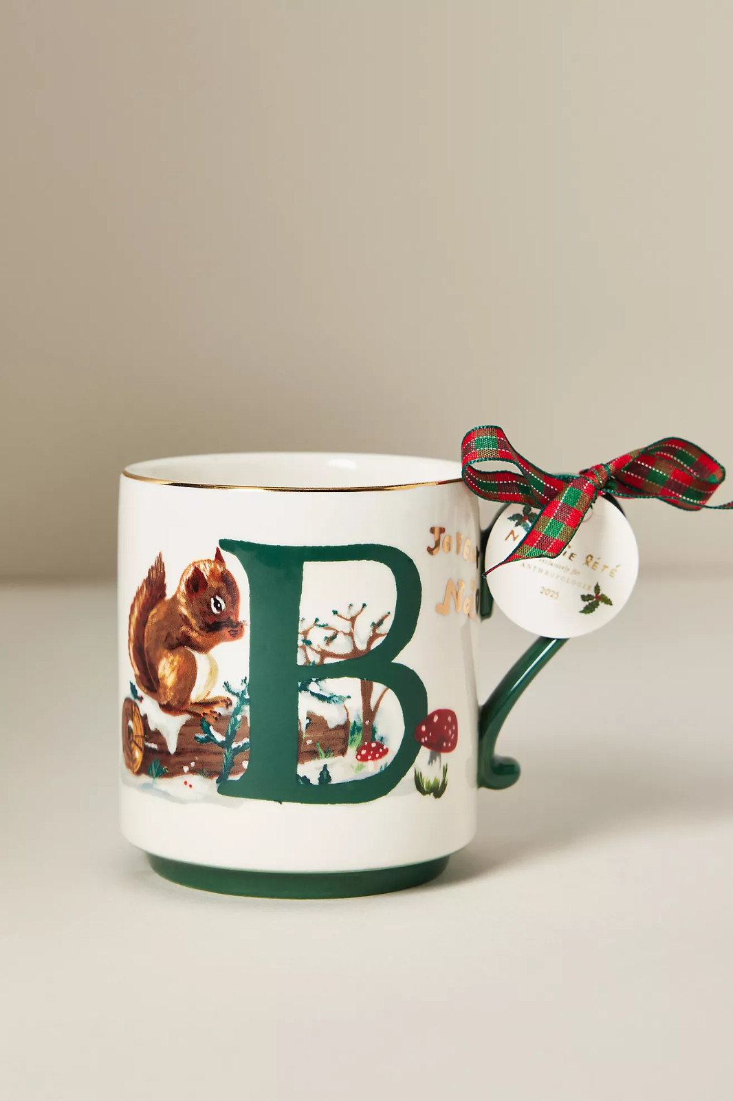 NEW Anthropologie NATHALIE LETE Stoneware Holiday Monogram Mug Letter B 2025 NEW Anthropologie NATHALIE LETE Stoneware Holiday Monogram Mug Letter B 2025