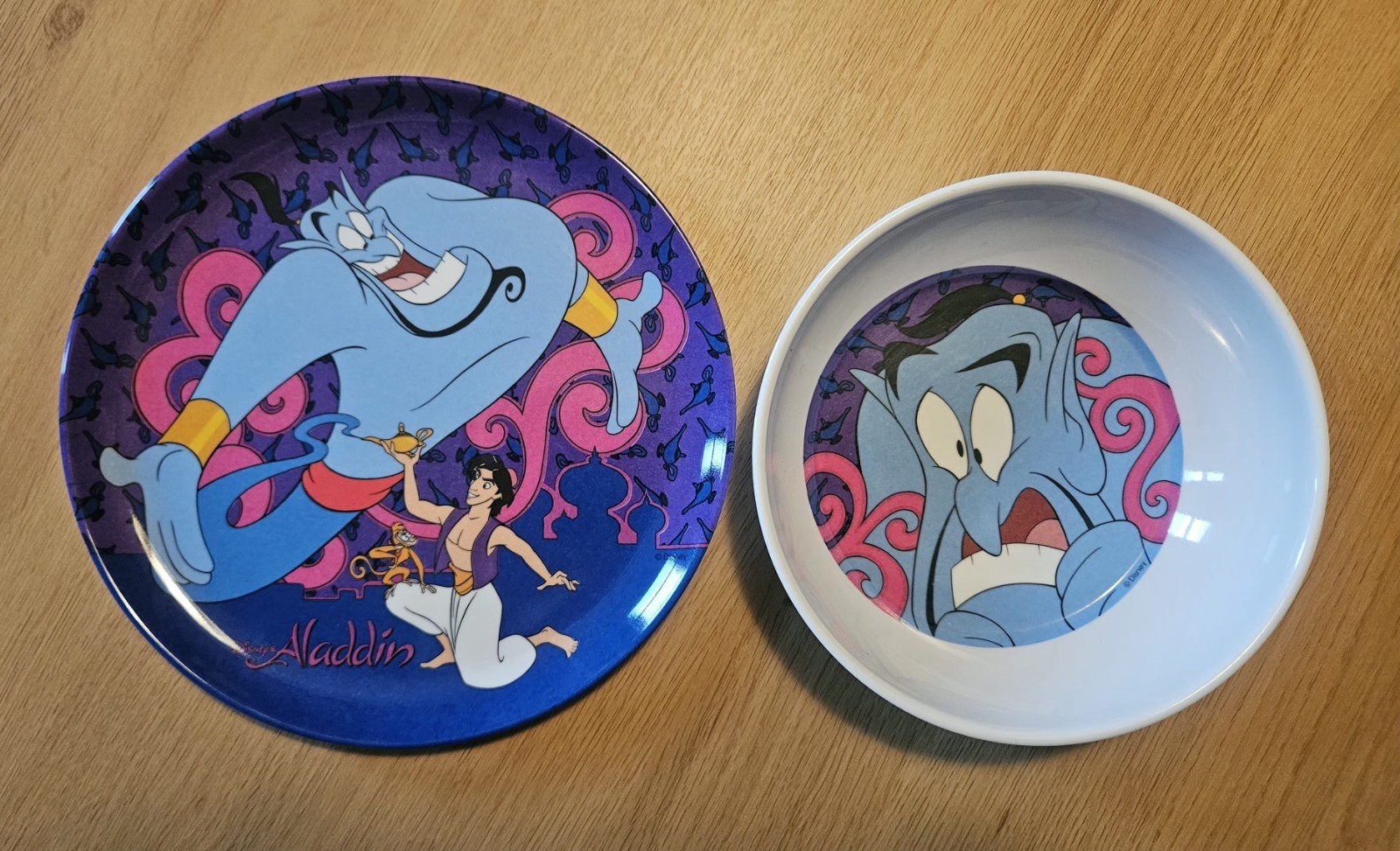 VTG 90s Vintage Aladdin Plate And Bowl Set Melamine Disney Kid’s Zak Design VTG 90s Vintage Aladdin Plate And Bowl Set Melamine Disney Kid’s Zak Design