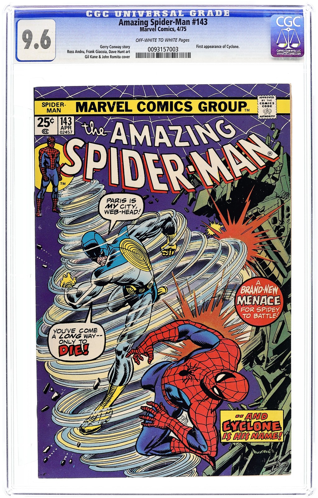 Amazing Spider-Man #143 CGC 9.6 1975 0093157003 Amazing Spider-Man #143 CGC 9.6 1975 0093157003