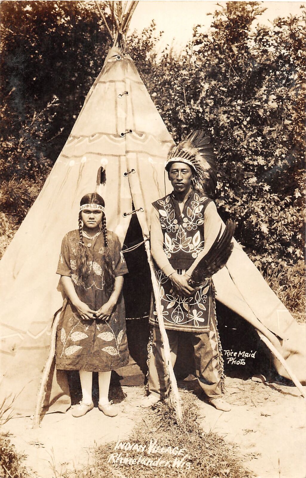 J39/ Native American Indian RPPC Postcard c1930s Rhinelander Wisconsin 151
