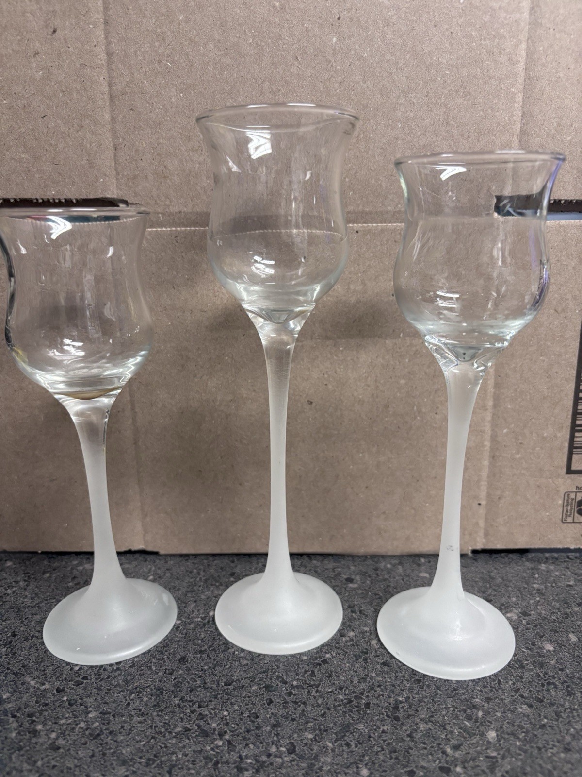 VTG PartyLite Iced Crystal Trio Candle Holders Set 3 Frosted Glass Votive P9248
