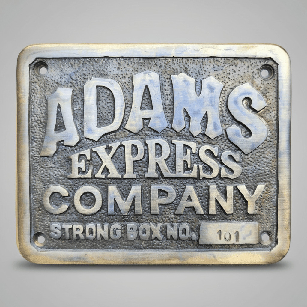 Adams Express Company Strong Box Solid Brass Plaque Adams Express Company Strong Box Solid Brass Plaque