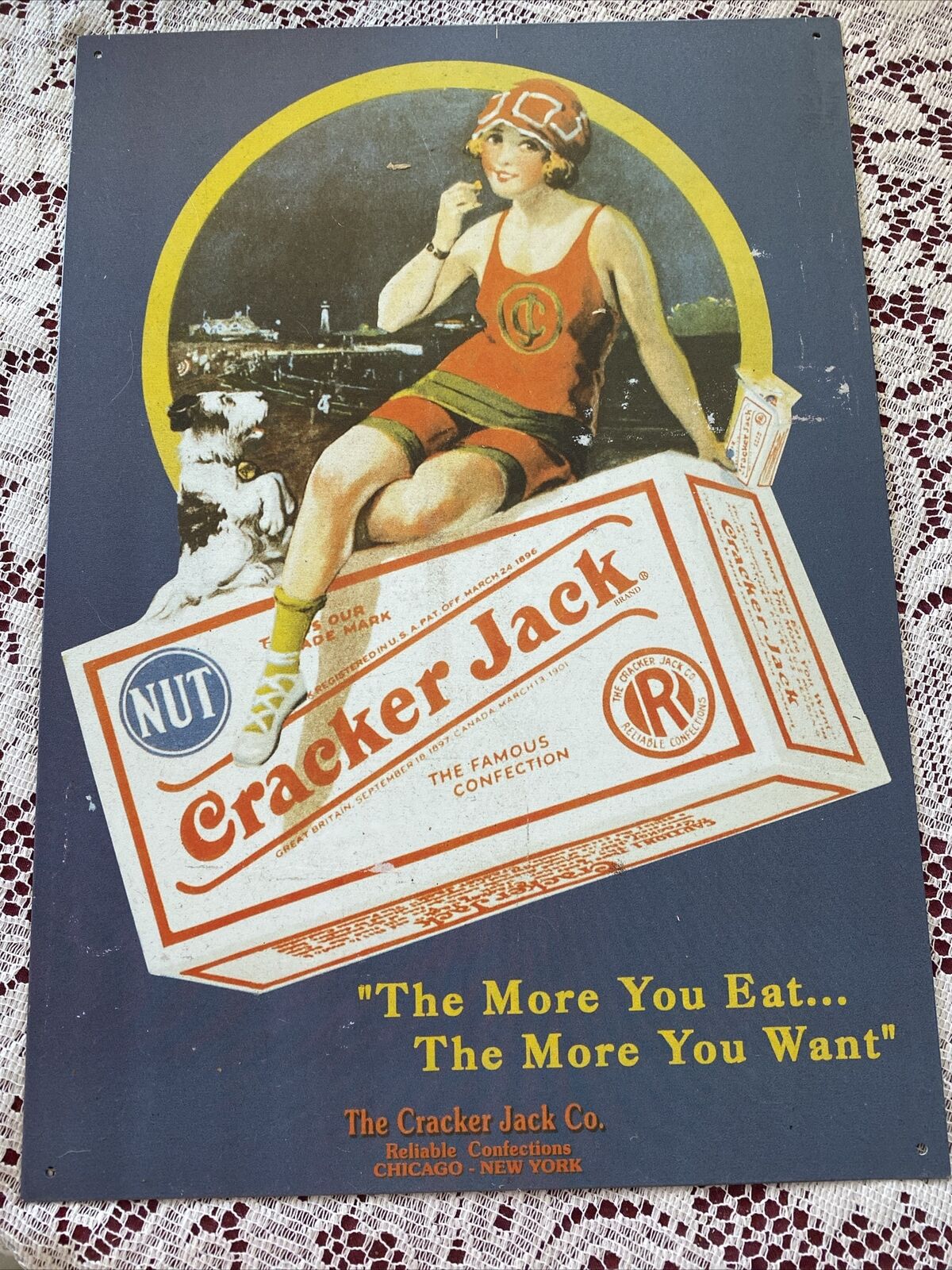 Cracker Jack 11”X 12.5” Tin Sign 