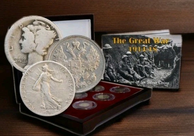 WWI Silver Coin Set – 6 Genuine Great War Coins w/ COA & Box - World War One WWI Silver Coin Set – 6 Genuine Great War Coins w/ COA & Box - World War One