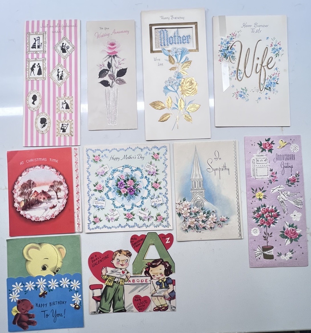 Vintage Lot of 10 1940s, 50s, 60s Greeting Cards Miscellaneous Occasion Ephemera Vintage Lot of 10 1940s, 50s, 60s Greeting Cards Miscellaneous Occasion Ephemera