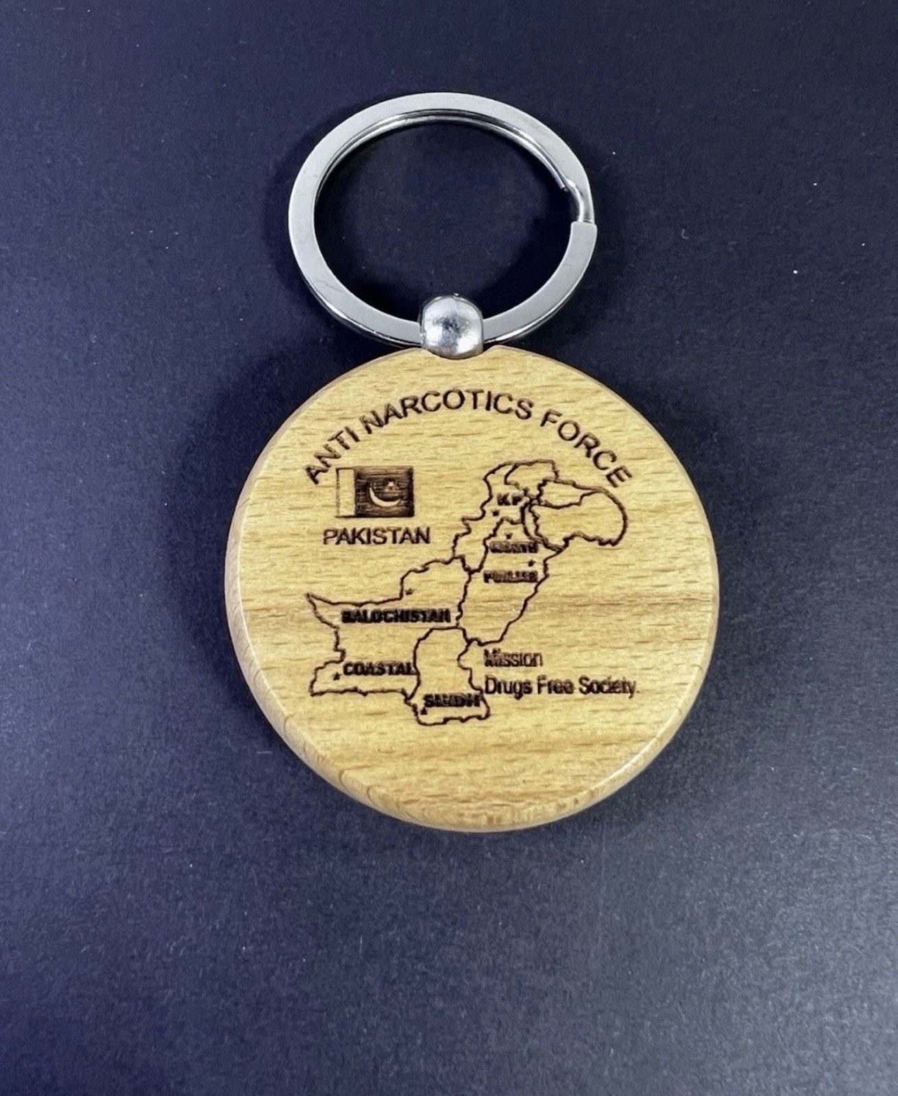 Pakistan Anti Narcotics Force wooden keychain for the Anti Narcotics Force