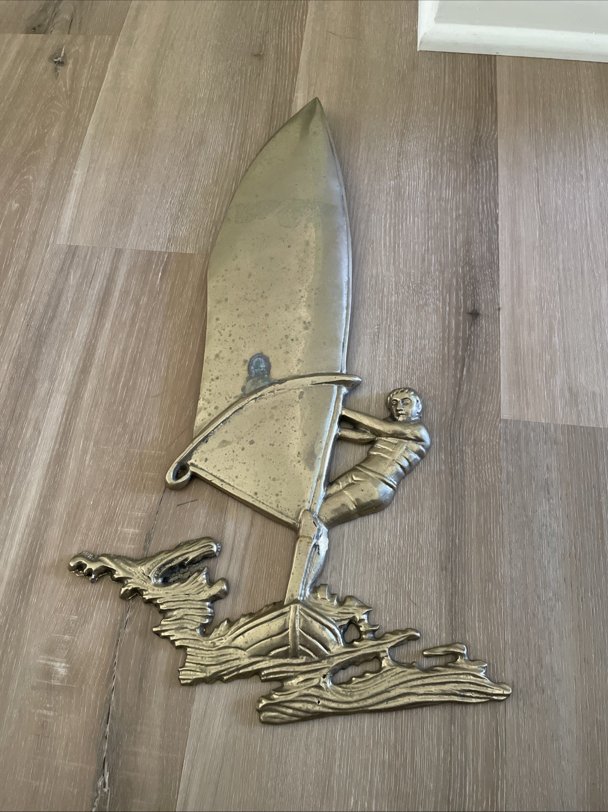 Vintage Solid Brass Windsurfer Wall Hanging Nautical Decor Vintage Solid Brass Windsurfer Wall Hanging Nautical Decor