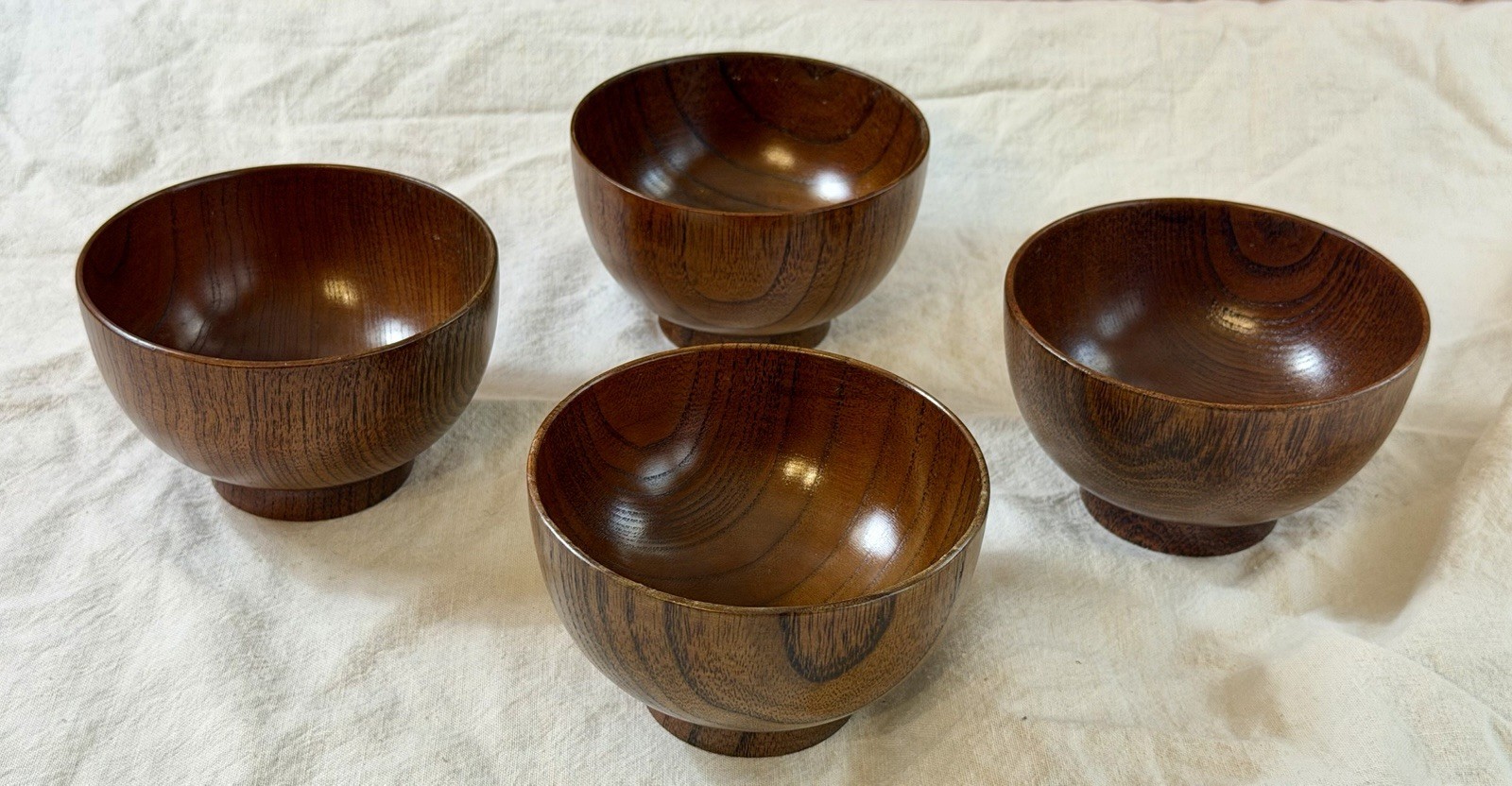 Vintage Mid-Century Modern Wooden Bowls Set Of 4