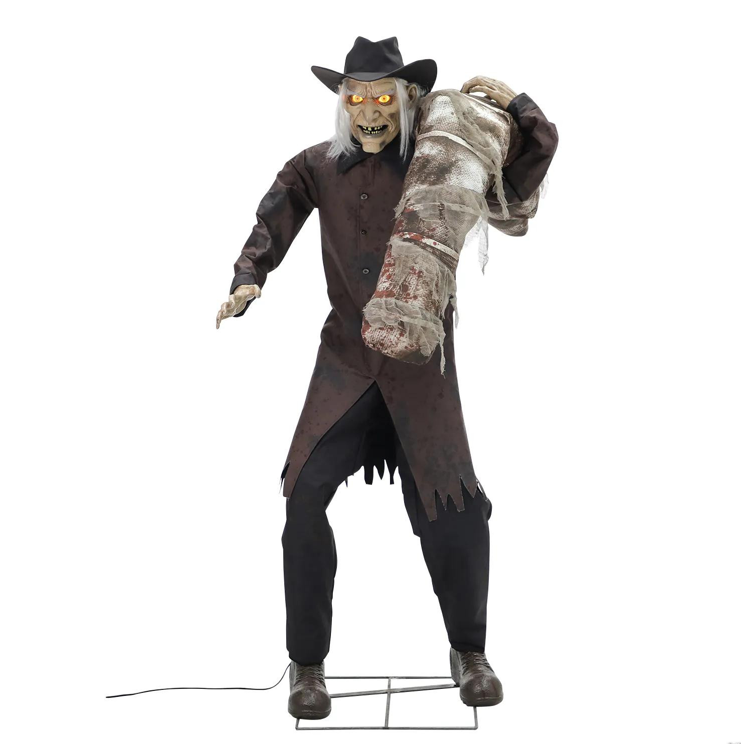 6 Ft Animated Grave Robber Halloween Decoration, Light-Up Sound Prop
