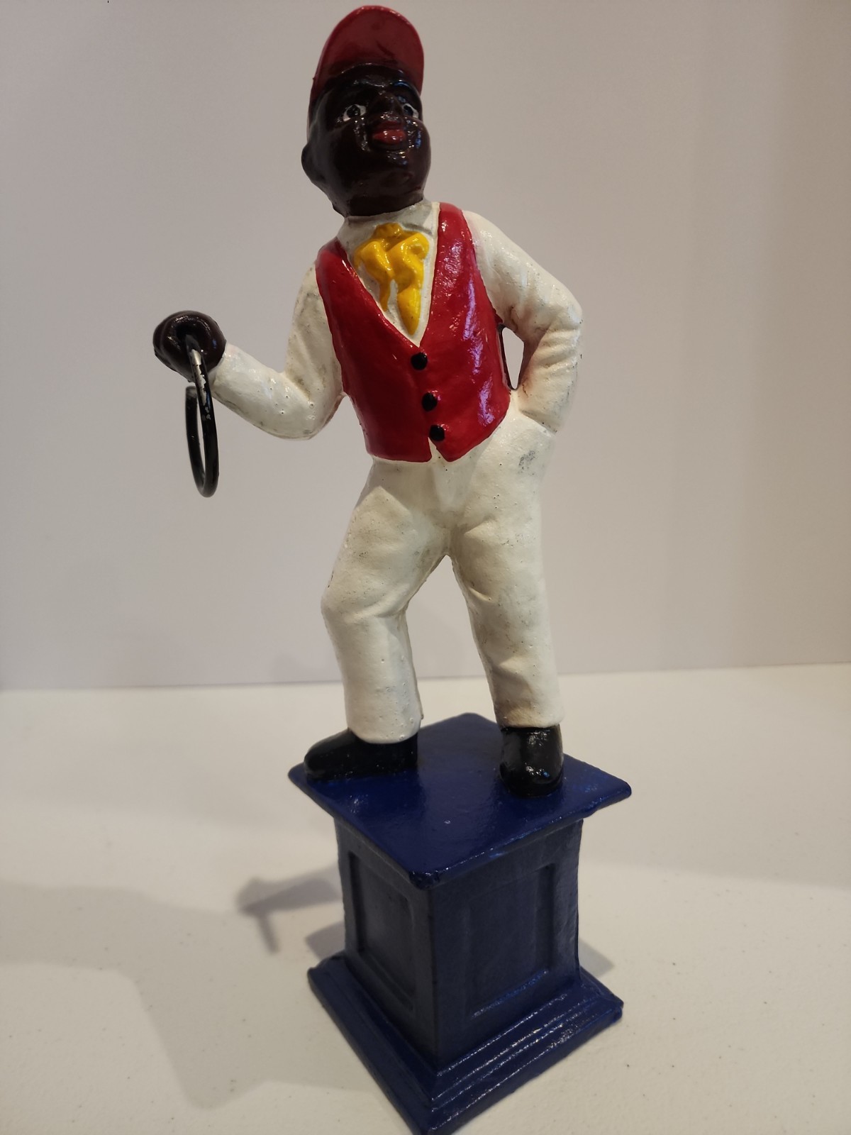 Vintage Cast Iron Hitching Post Horse Jockey "Jocko Graves" Vintage Door Stopper