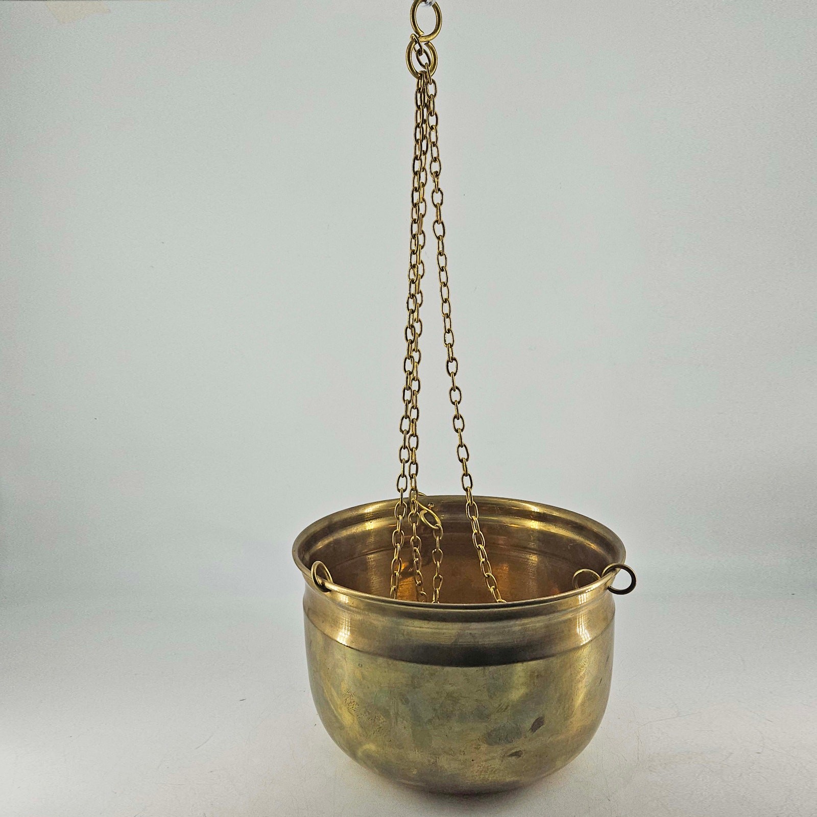 Vintage gold Brass handing planter decor Hollywood Regency