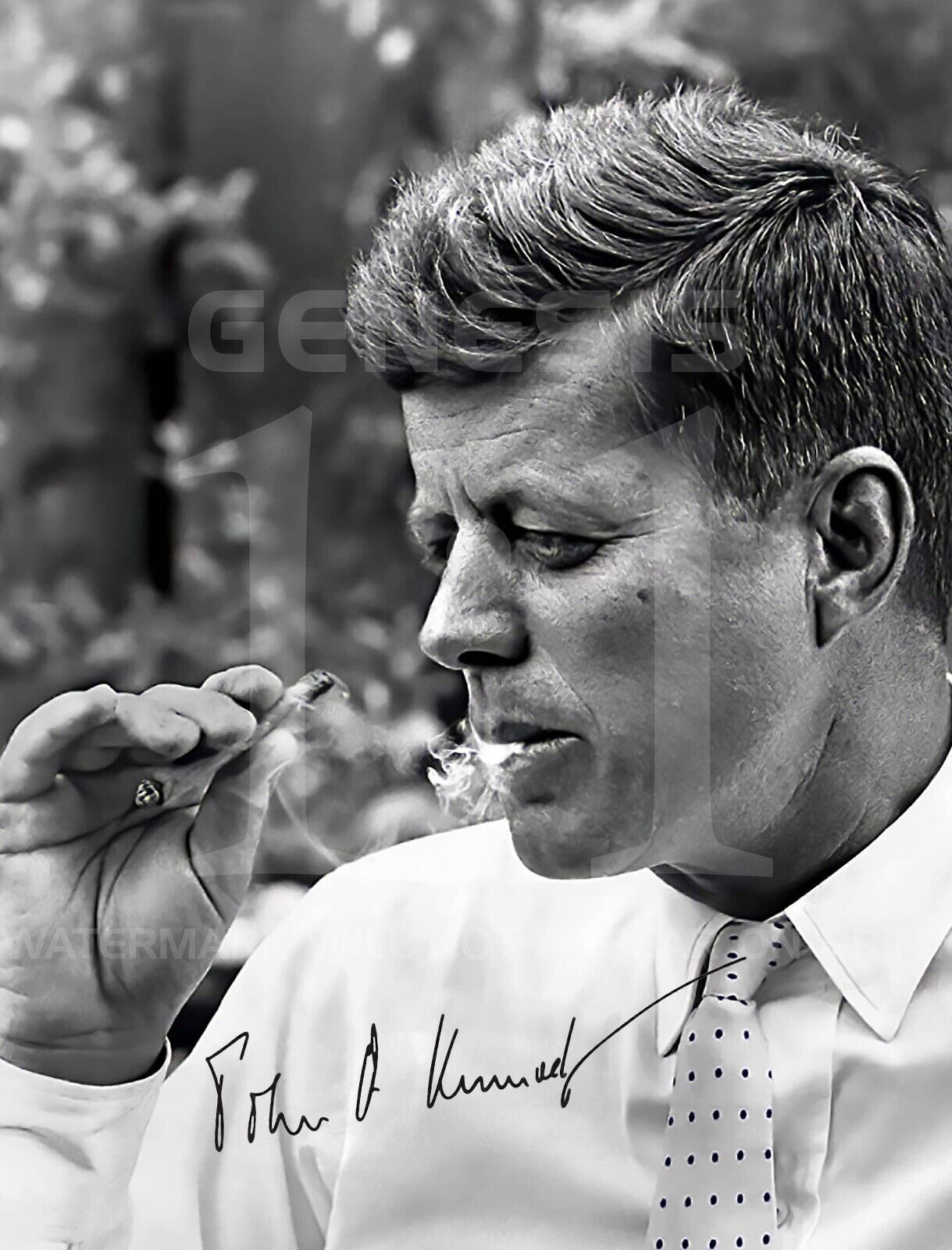 1963 PRESIDENT JFK JOHN F KENNEDY SMOKING POT MARIJUANA WEED SIGNED 8.5X11 PHOTO