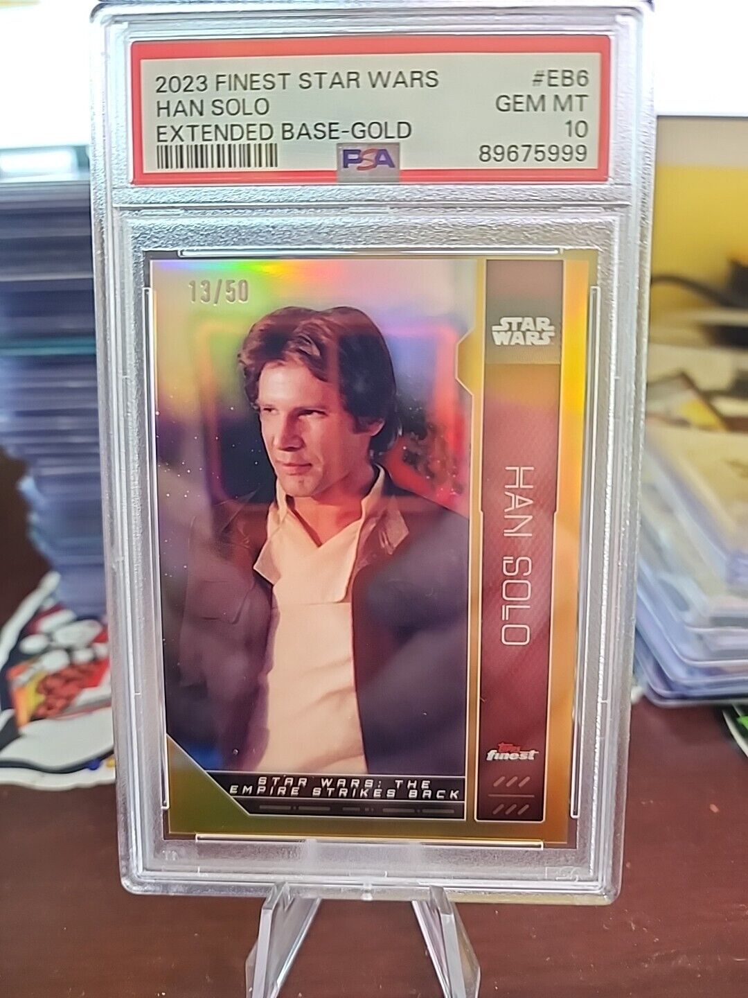 2023 Topps Finest Star Wars Han Solo Eb6 Gold /50 Psa10