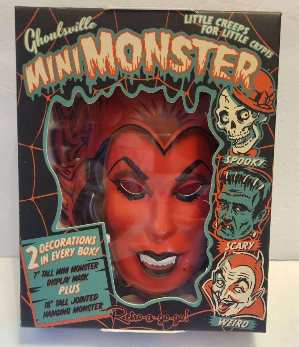 Ghoulsville Mini Monster DEVIL GIRL Mask ++ Hanging Retro-a-go-go Halloween MIB Ghoulsville Mini Monster DEVIL GIRL Mask ++ Hanging Retro-a-go-go Halloween MIB