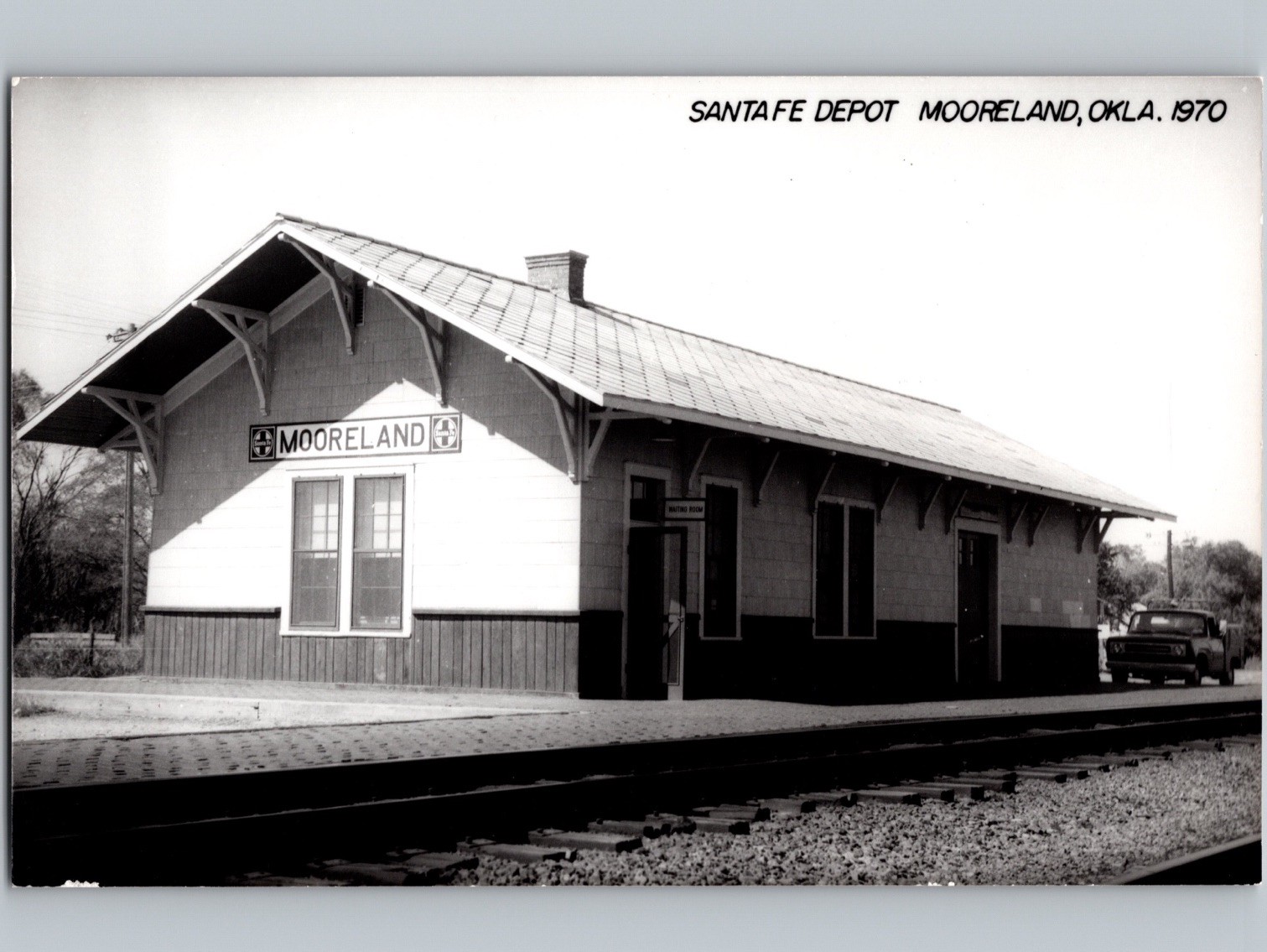 c1970 Santa Fe Depot Mooreland Oklahoma OK Woodward County RPPC Real Photo c1970 Santa Fe Depot Mooreland Oklahoma OK Woodward County RPPC Real Photo