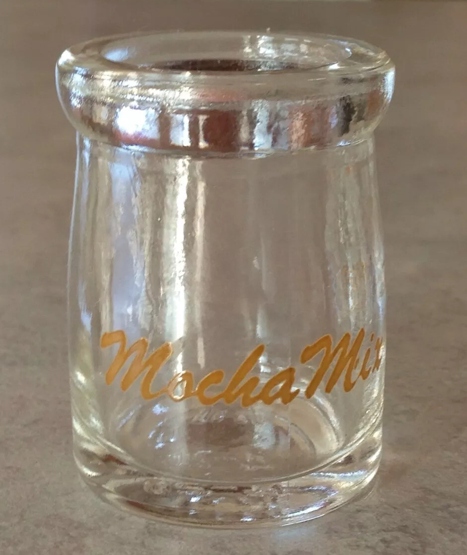 Vintage/vtg Mocha Mix Individual Clear Glass Creamer Restaurant Advertisement Vintage/vtg Mocha Mix Individual Clear Glass Creamer Restaurant Advertisement