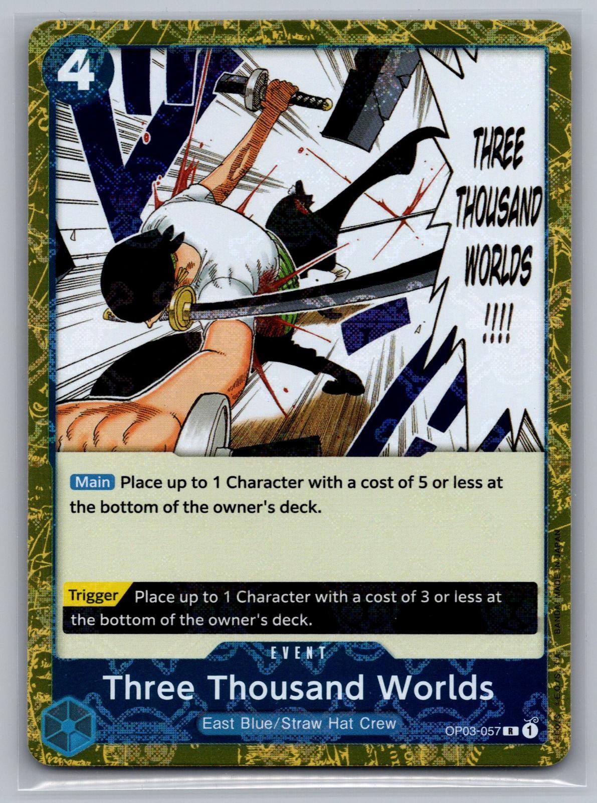 Three Thousand Worlds (Jolly Roger Foil) OP03-057 PRB-01 NM Three Thousand Worlds (Jolly Roger Foil) OP03-057 PRB-01 NM