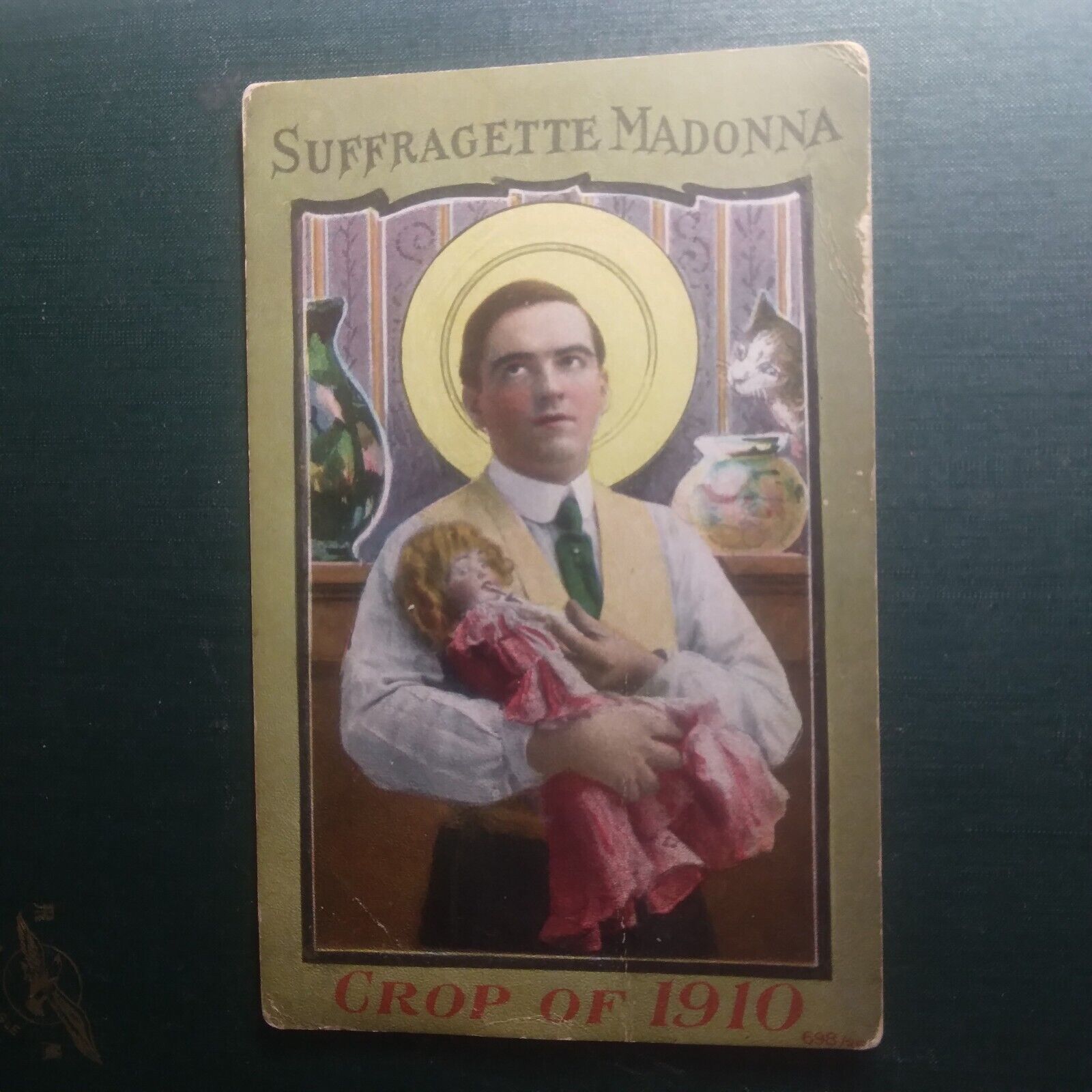 Suffragette Madonna Postcard From 1910..  Crop Of ..   Attractive Flag...