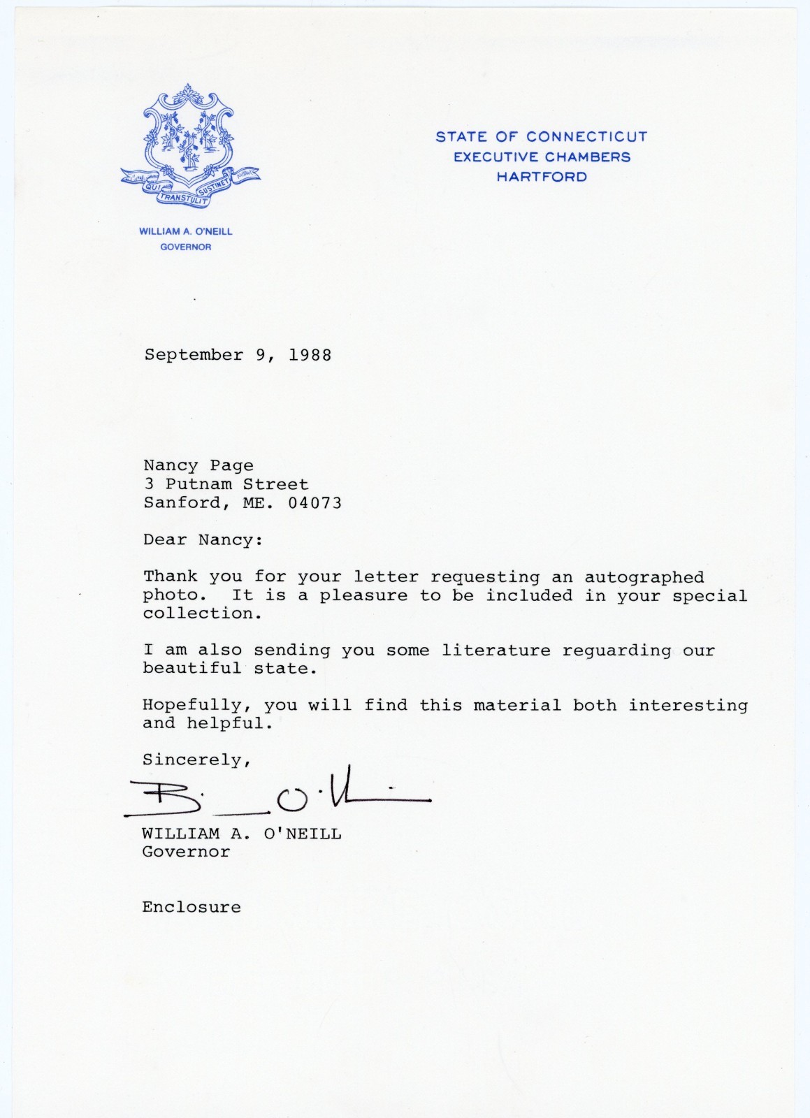 William A. O’Neill - TSL Dated 1988 William A. O’Neill - TSL Dated 1988