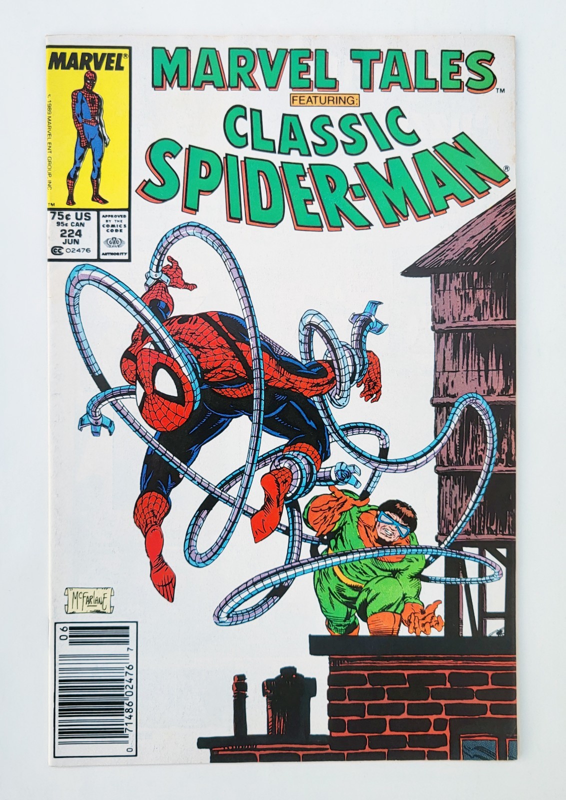 Marvel Tales #224 Todd McFarlane Spider-Man Doc Octopus Cover 1989 Newsstand VF- Marvel Tales #224 Todd McFarlane Spider-Man Doc Octopus Cover 1989 Newsstand VF-