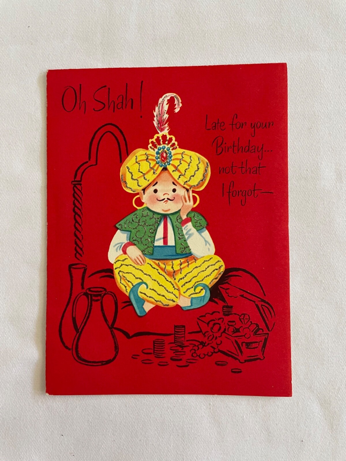 VTG 1957 Vintage Belated Birthday Card…Great Graphics VTG 1957 Vintage Belated Birthday Card…Great Graphics