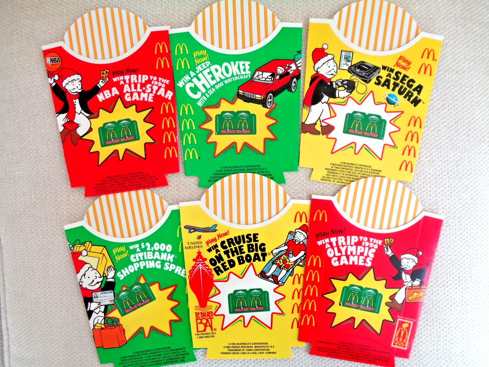 McDonald's Monopoly Frech Fry Boxes w/ Unpulled Tabs McDonald's Monopoly Frech Fry Boxes w/ Unpulled Tabs