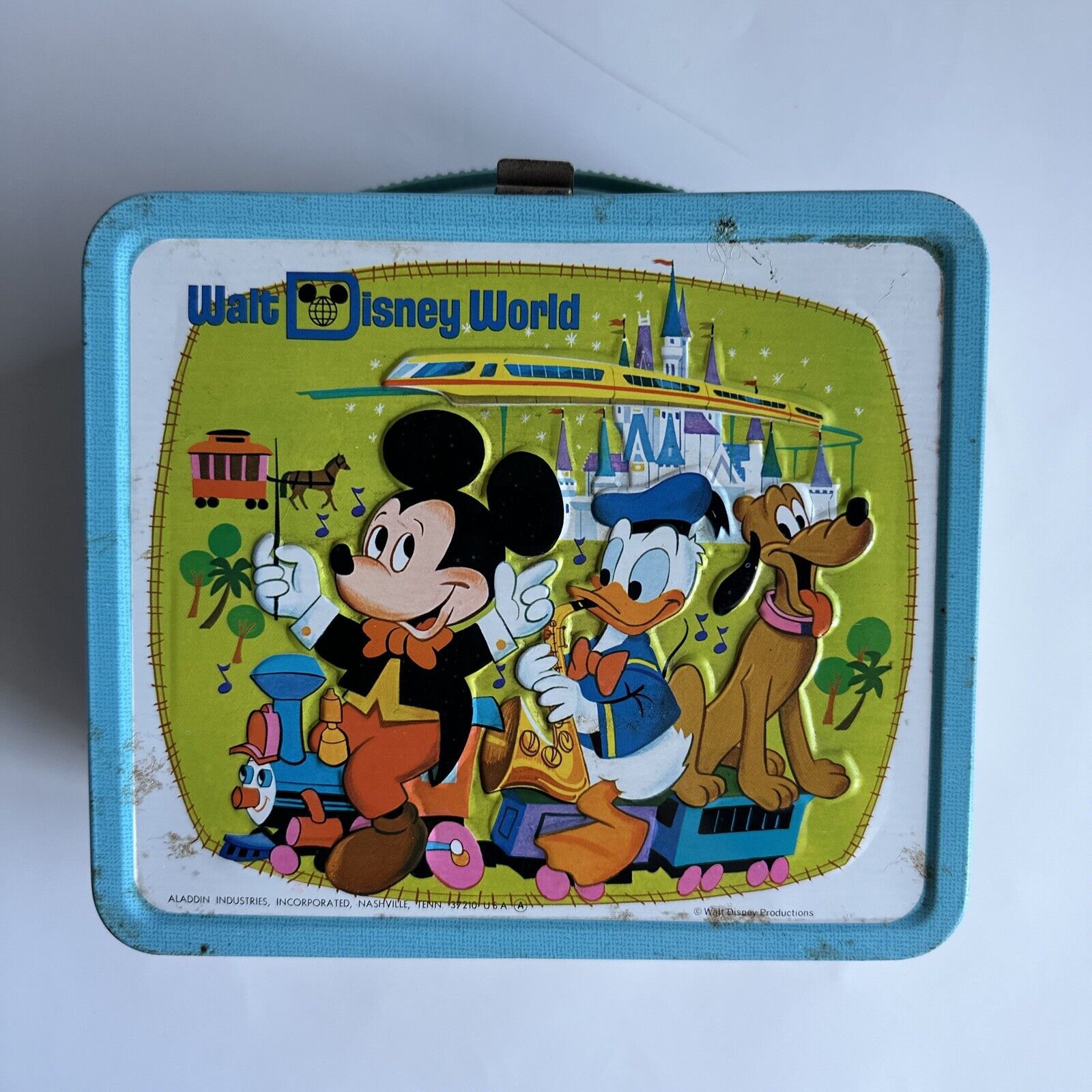 Vintage Walt Disney World Metal Lunchbox by Aladdin Rusted BOX ONLY