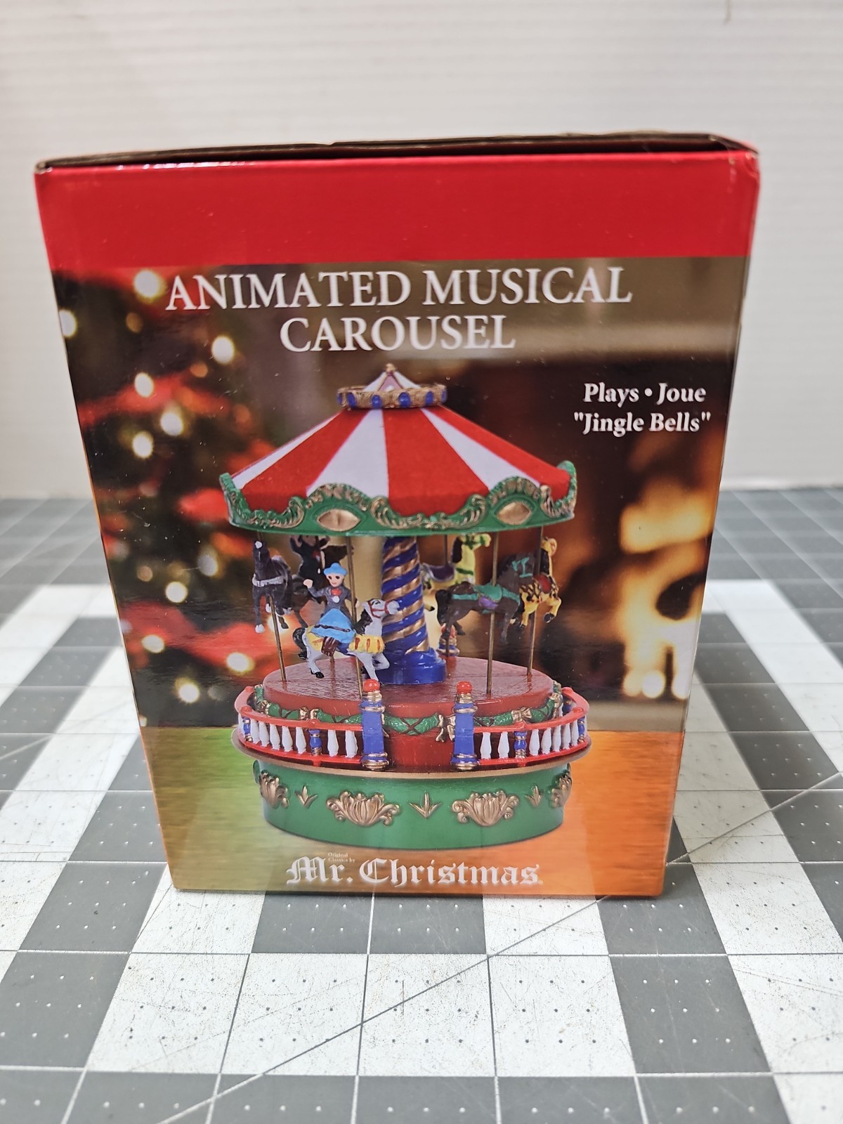 Mr Christmas Animated Musical Carousel Wind Up Rotates Original Box Works 4"×6"