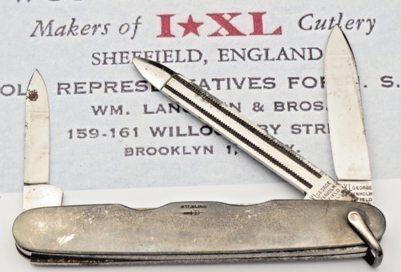Antique IXL George Wostenholm Sheffield Gent's Knife Sterling Silver CURLEY'S Antique IXL George Wostenholm Sheffield Gent's Knife Sterling Silver CURLEY'S