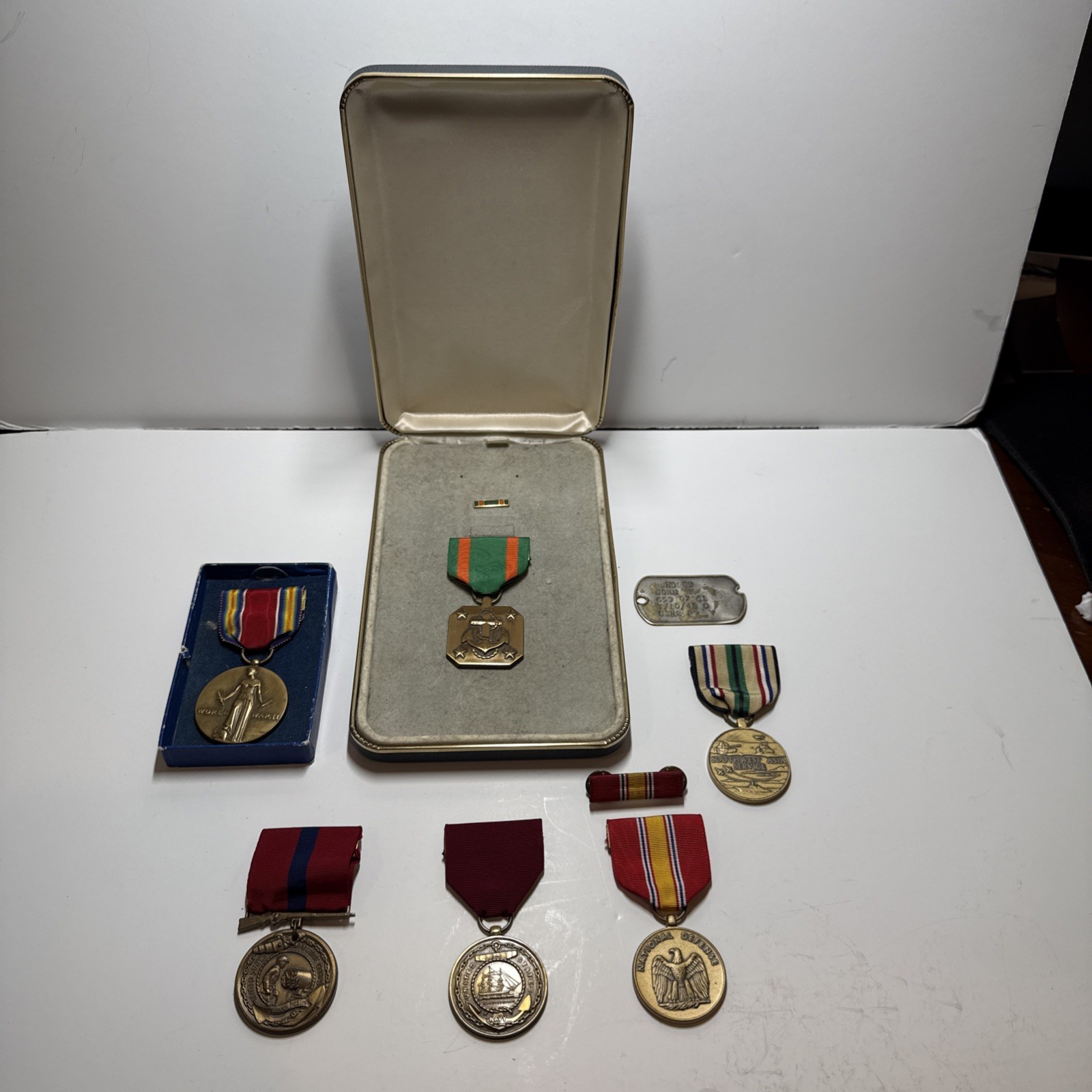 Group Lot Of WWII U.S. Navy Medals-Dog Tag 