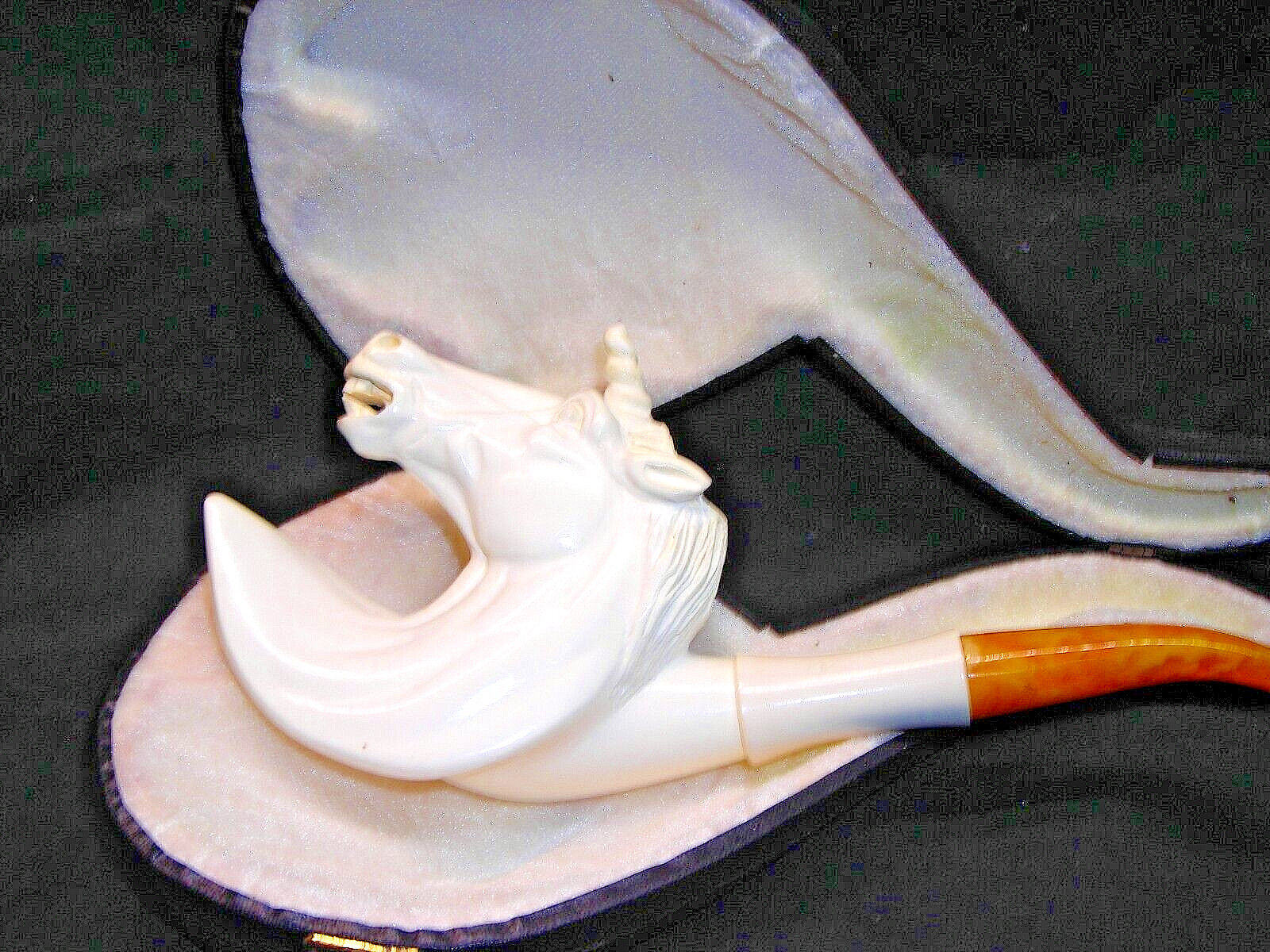 🔴UNSMOKED ARTIST ISMAIL OZEL LARGE MEERSCHAUM PIPE RACING MAJESTIC UNICORN