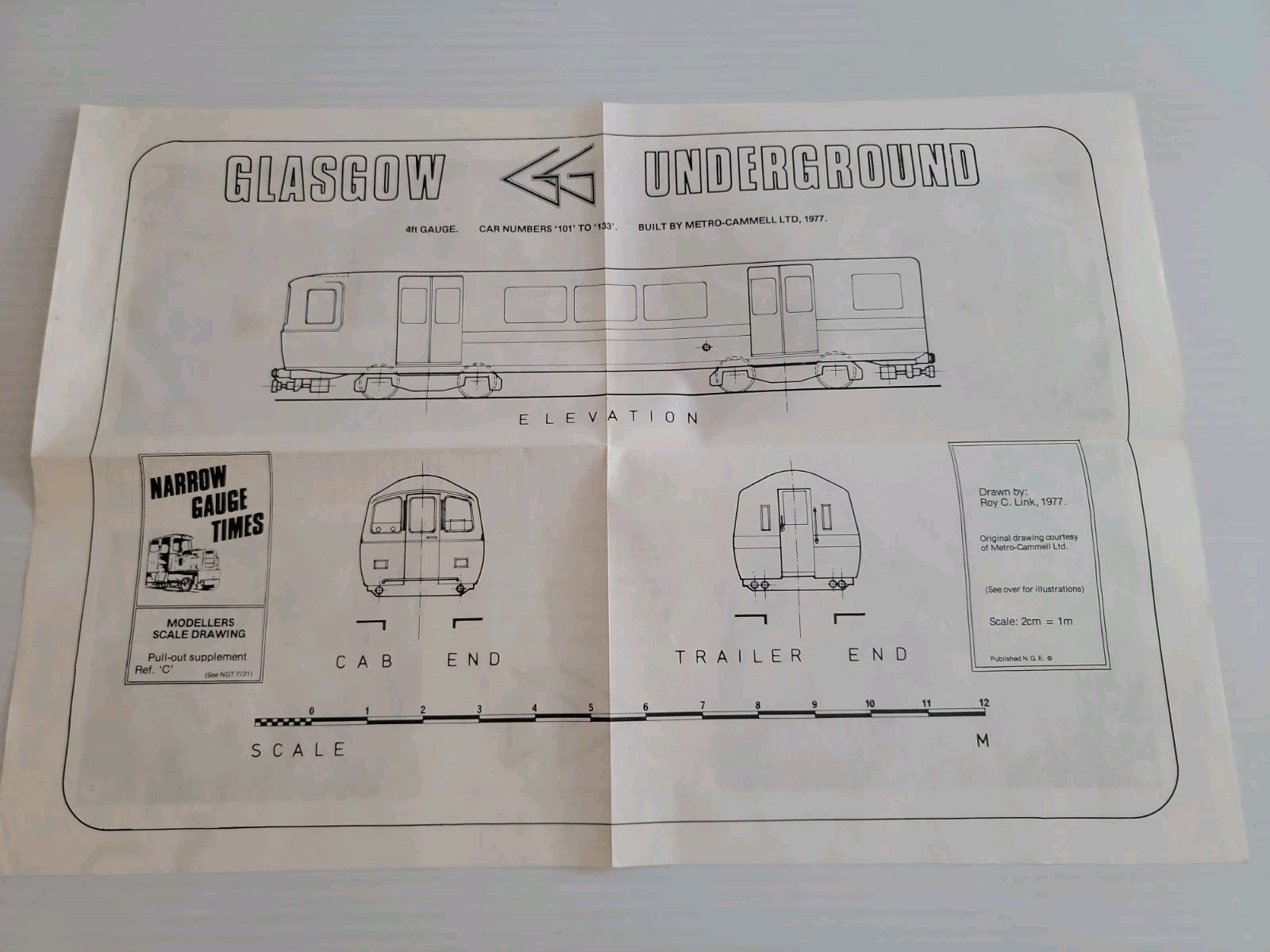 1977 Glasgow Underground Metro Cammell Train Scale Drawing Roy C Link NGT 1977 Glasgow Underground Metro Cammell Train Scale Drawing Roy C Link NGT