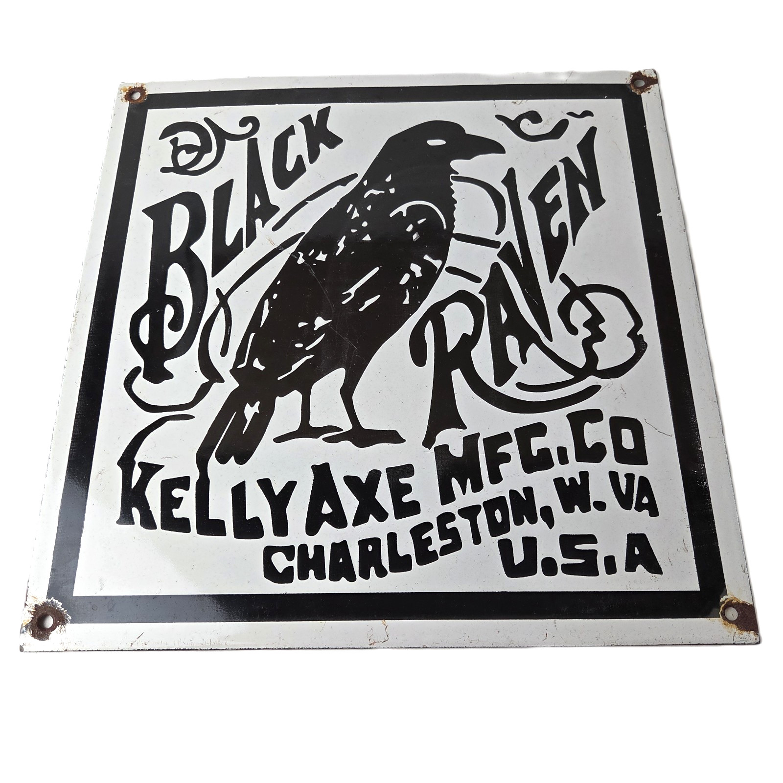 Vintage Black Raven Sign - Kelly Axe Service Station Knife Store Gas Pump Sign Vintage Black Raven Sign - Kelly Axe Service Station Knife Store Gas Pump Sign