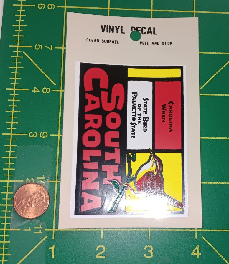 VINTAGE SOUTH CAROLINA STATE BIRD Sticker / Decal OLD STOCK ORIGINAL VINTAGE SOUTH CAROLINA STATE BIRD Sticker / Decal OLD STOCK ORIGINAL